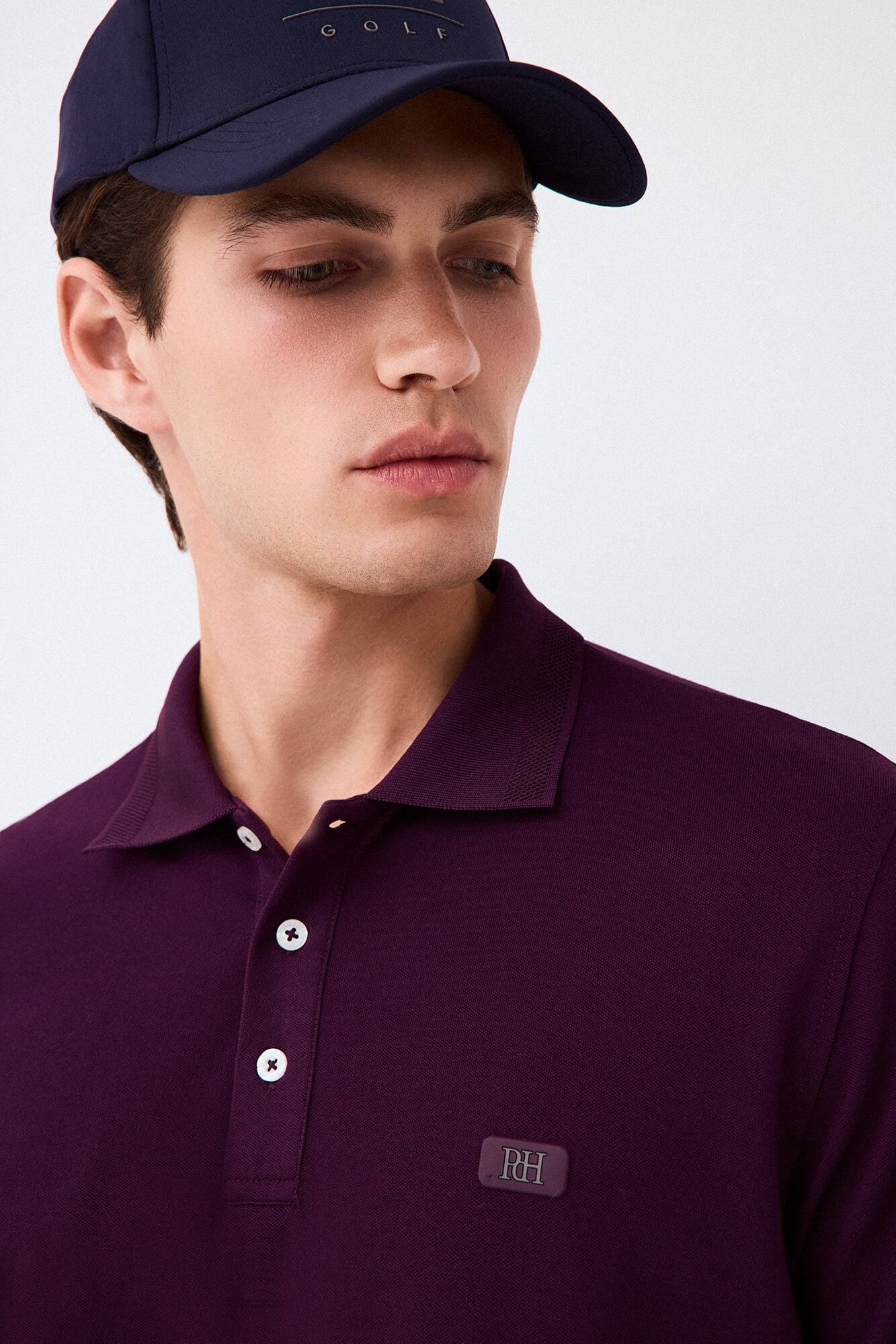 Pedro del Hierro Plain jacquard collar polo shirt