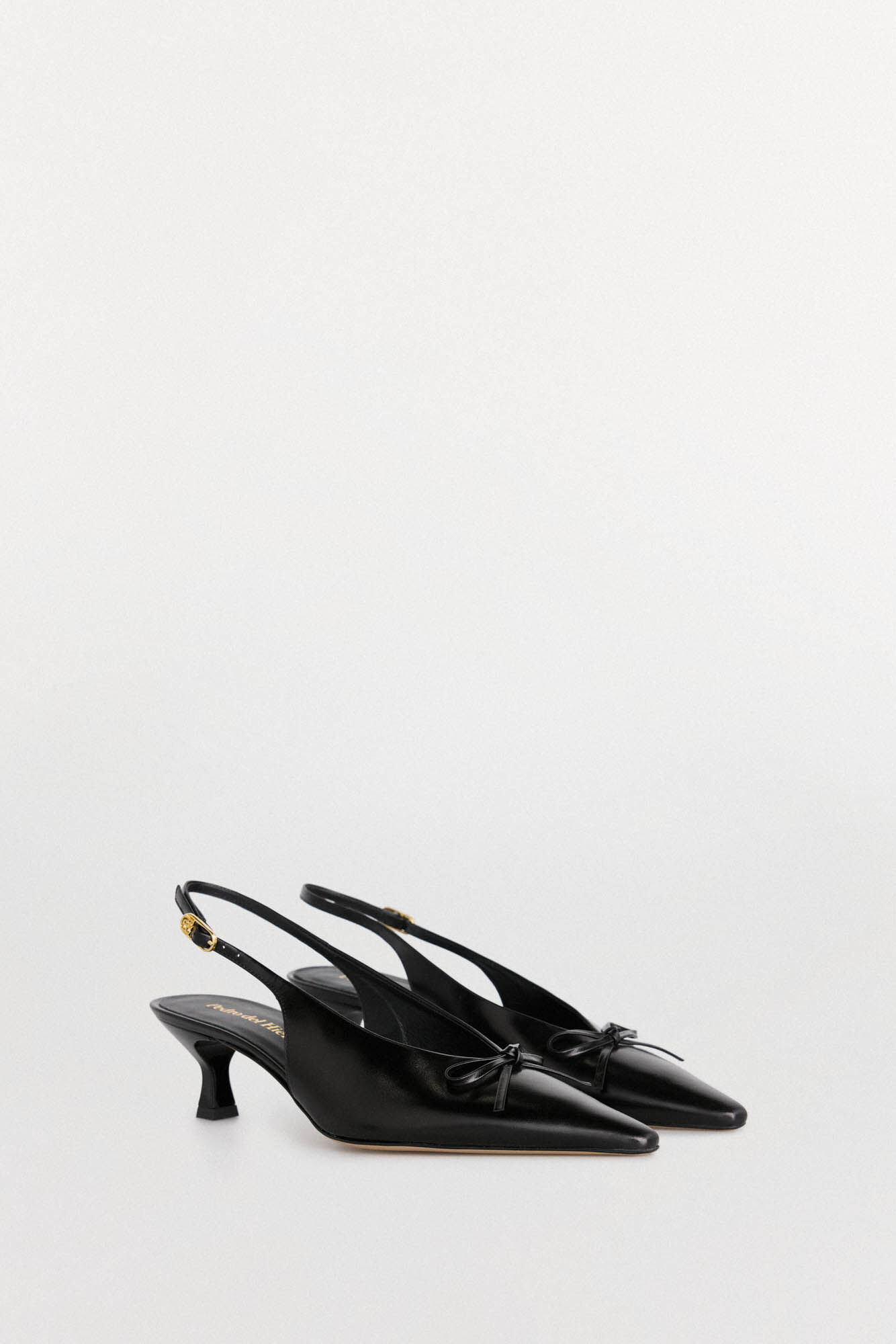 Pedro del Hierro Patent leather kitten heel slingback shoe Black