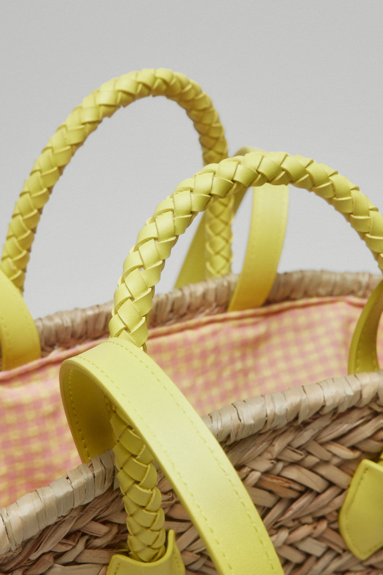 Pedro del Hierro Mini raffia basket bag with logo Yellow