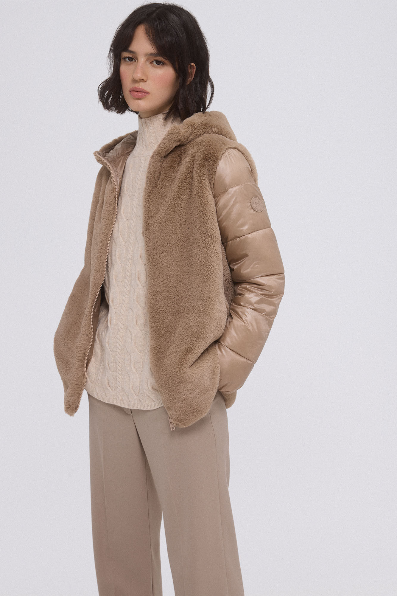 Pedro del Hierro Parka combinada pelo Beige