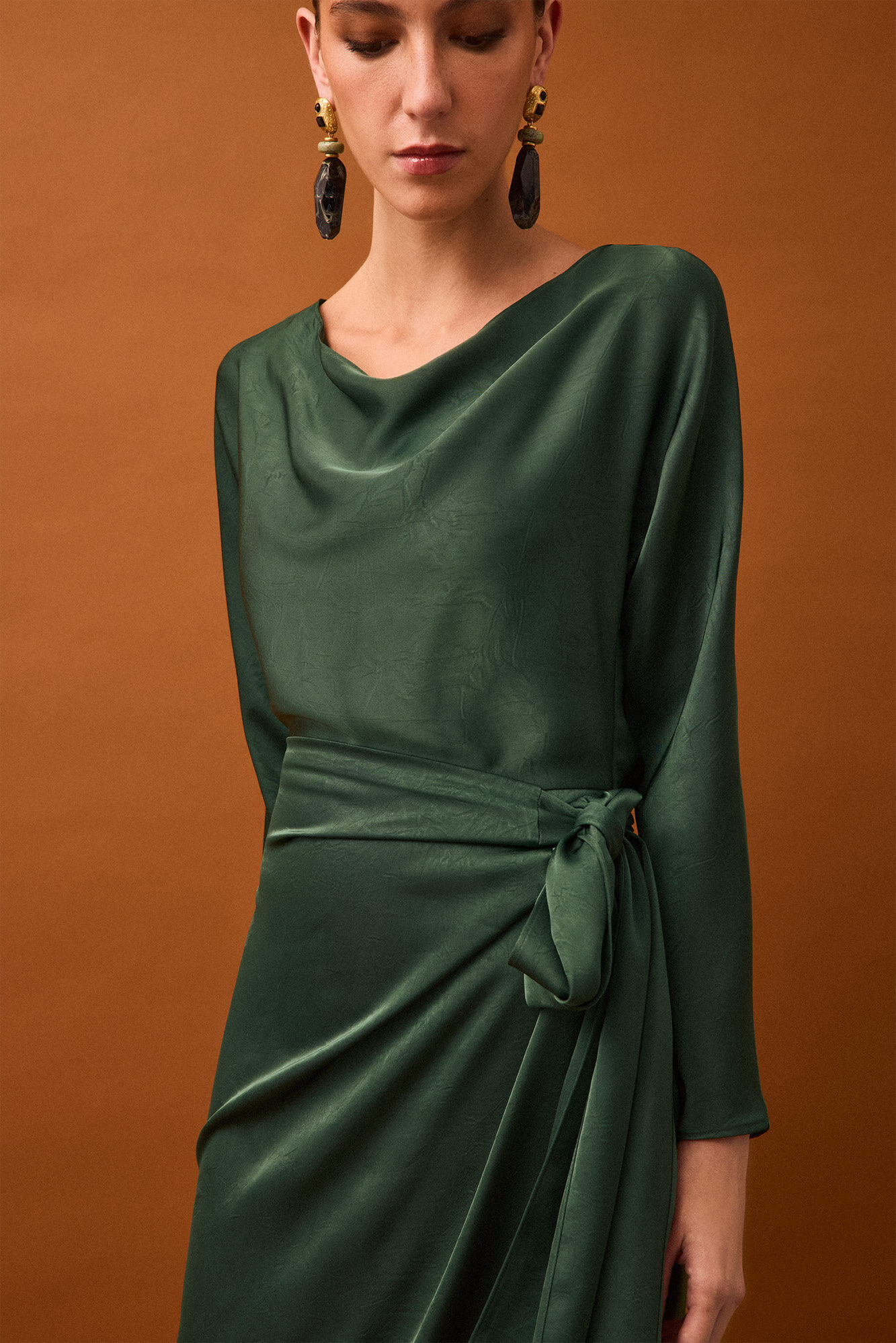 Pedro del Hierro Wrap effect long sleeve dress Green