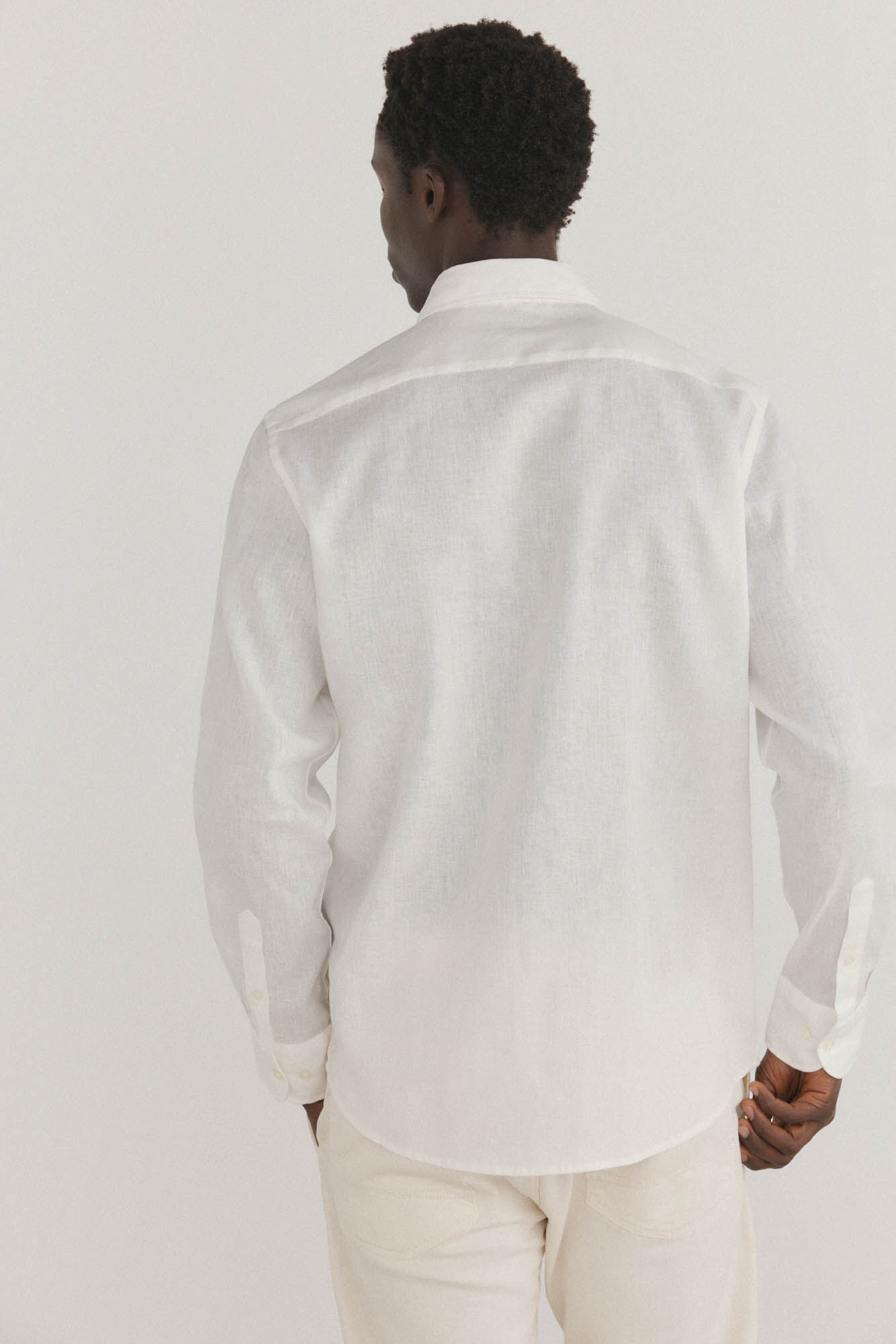 Pedro del Hierro Camisa lisa linho Ecru