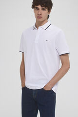 Pedro del Hierro plain polo shirt with tips and hidden buttons White