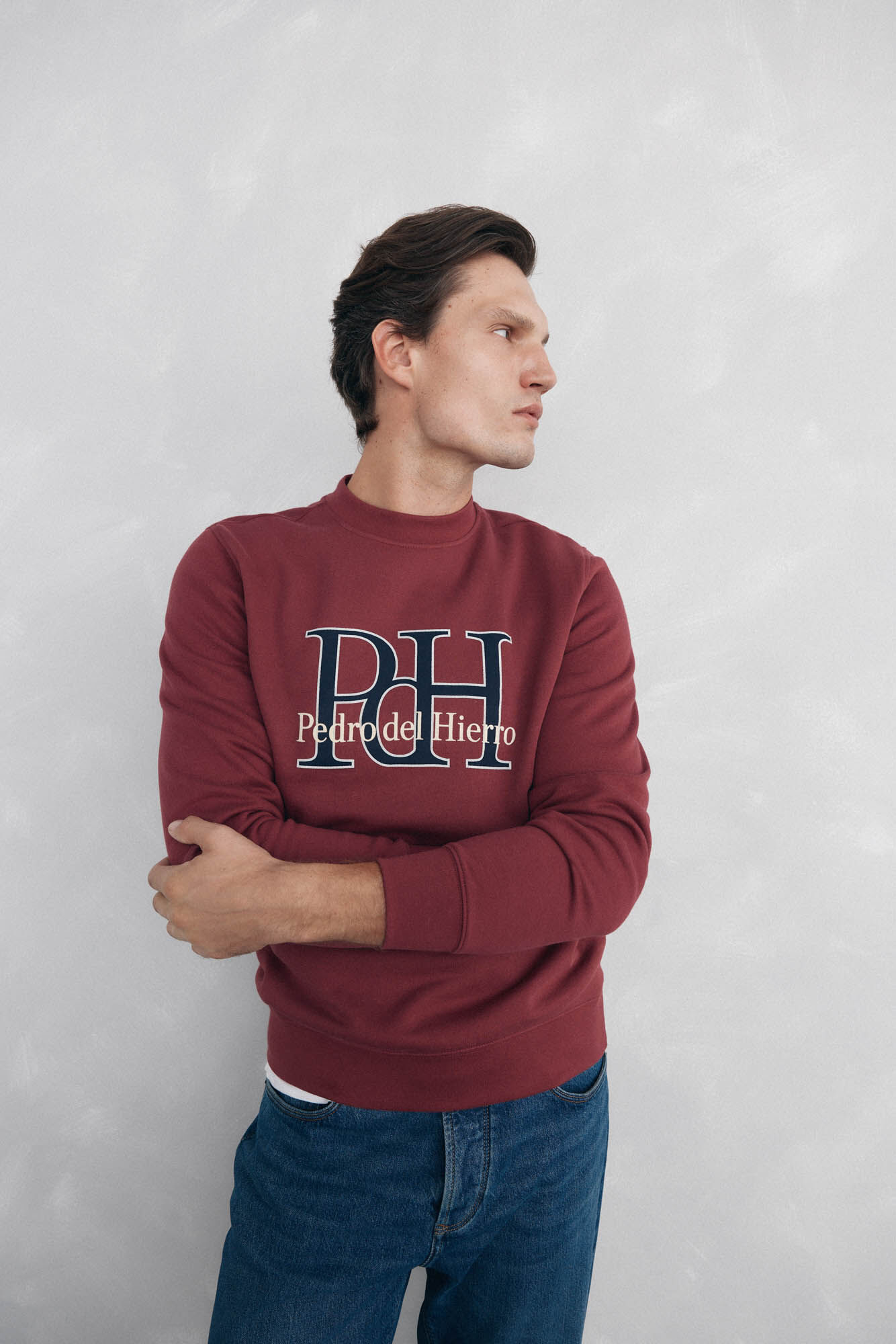 Pedro del Hierro Sweatshirt logo crew neck Burgundy