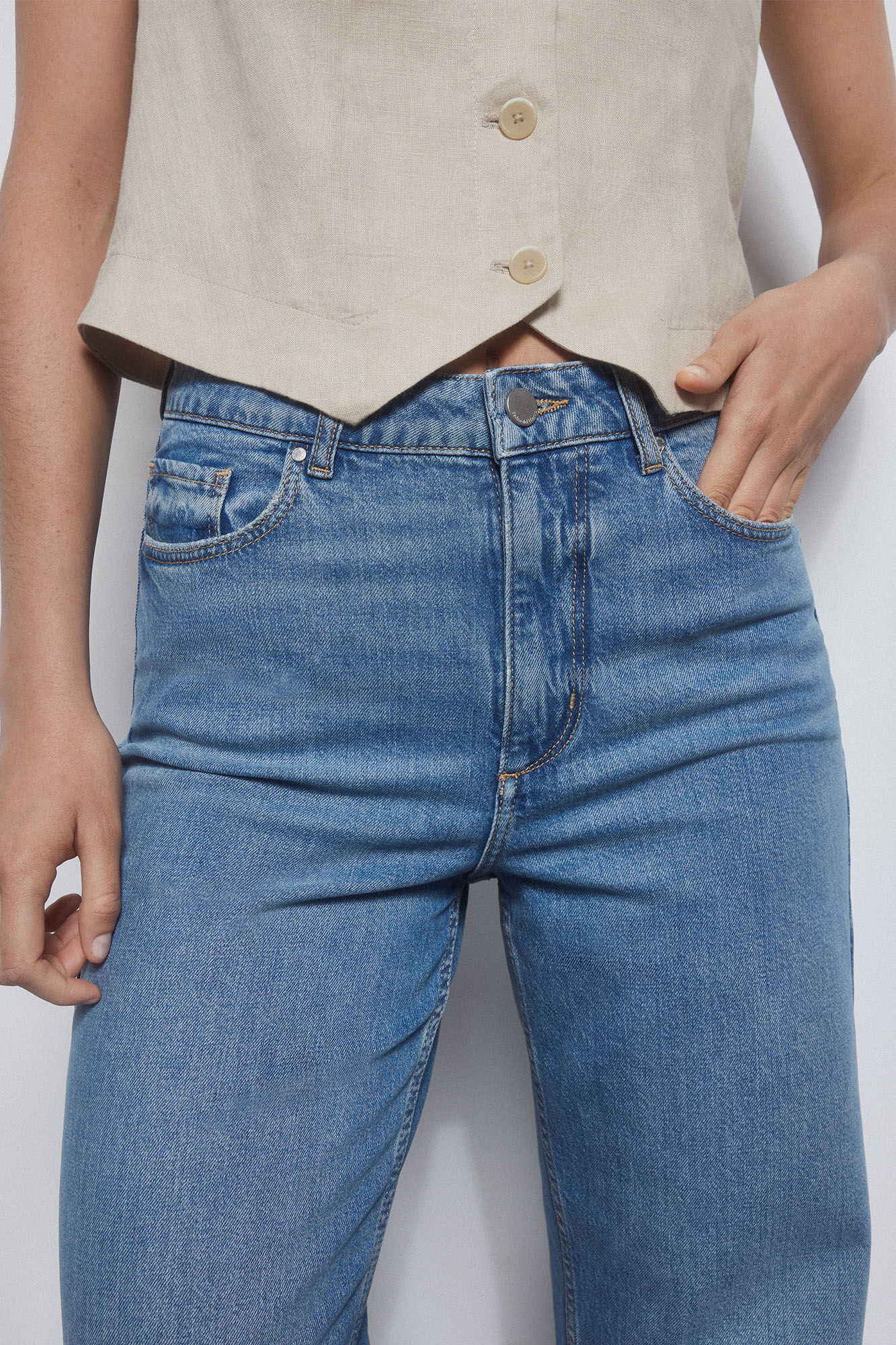 Pedro del Hierro Pantal&oacute;n 5 bolsillos wide leg full length Azul