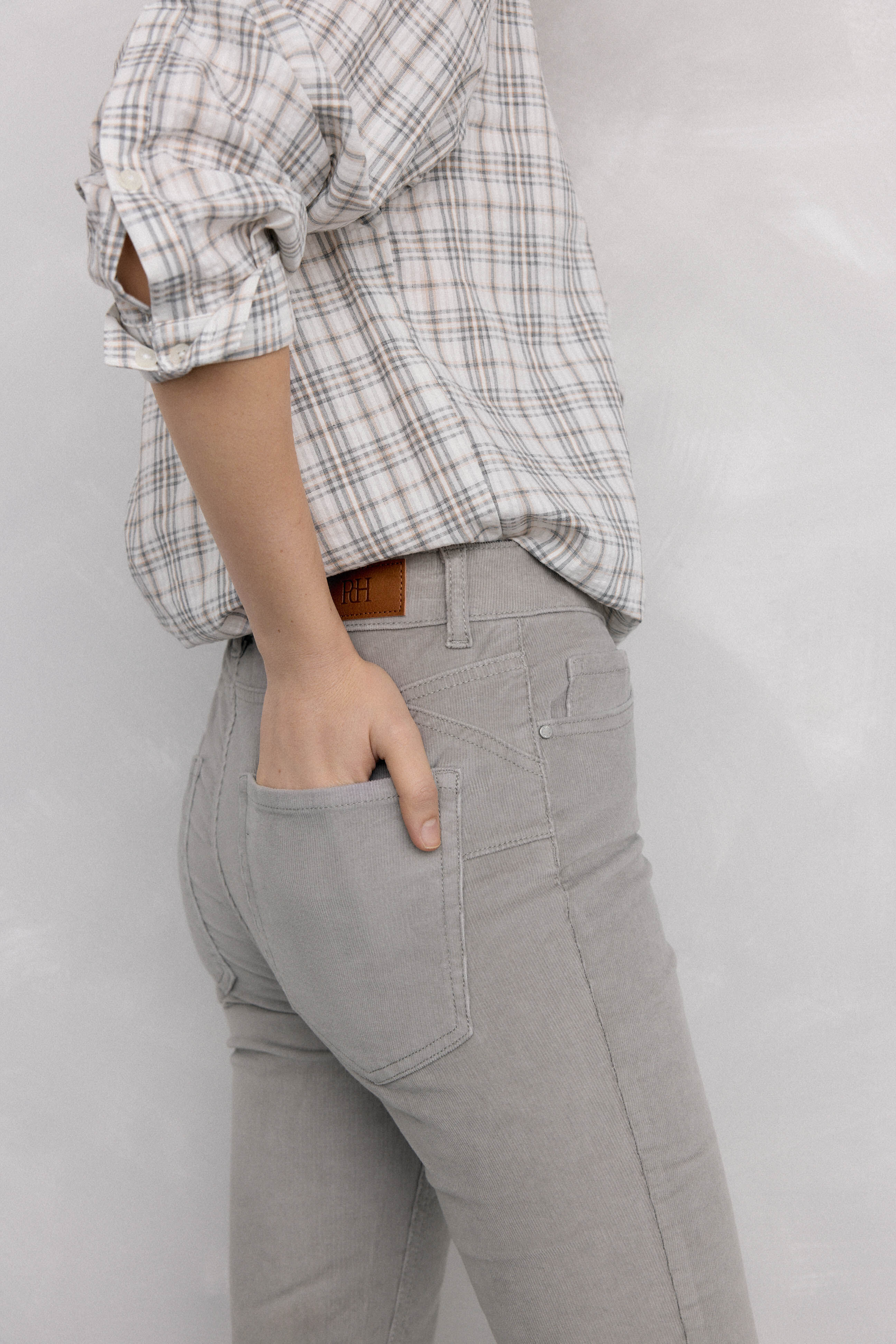 Pedro del Hierro Cal&ccedil;as push-up de veludo Cizento