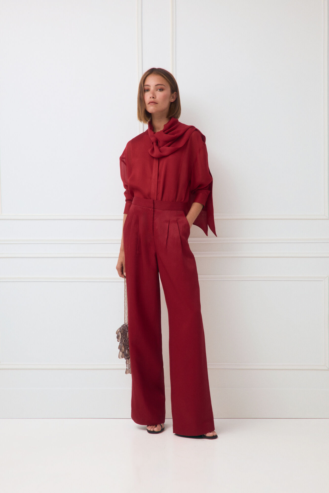 TFP by Tamara Falc&oacute; Combined bow blouse Red