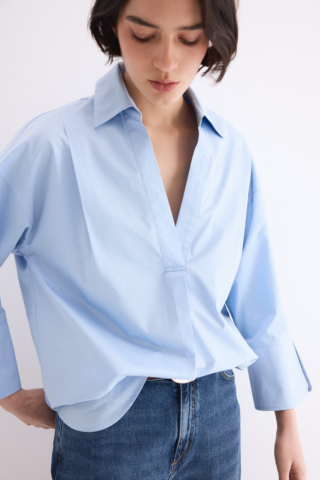 Pedro del Hierro Camisa amplia lisa Azul