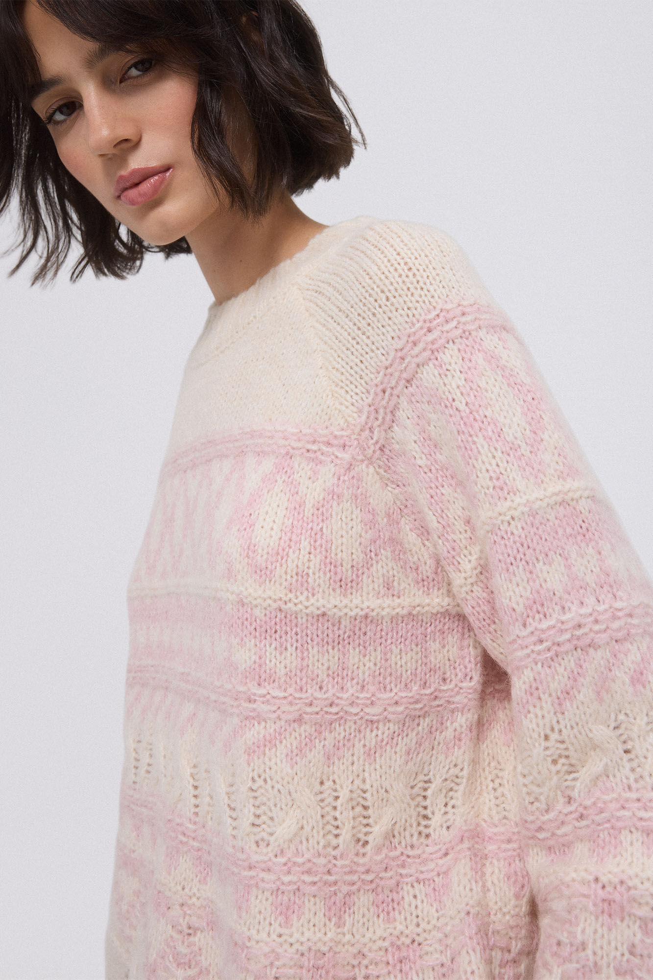 Pedro del Hierro Two-tone jacquard jumper Pink