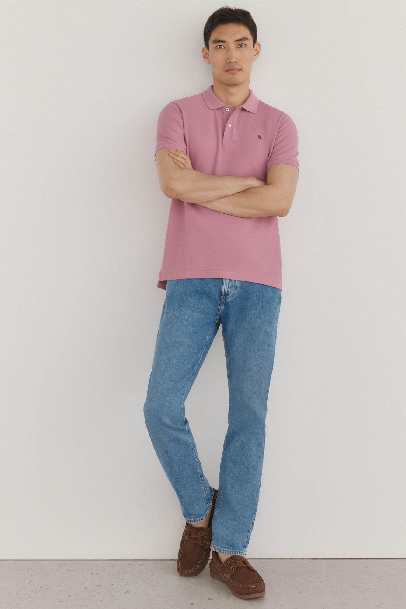 Pedro del Hierro Basic regular piqu&eacute; polo shirt Pink