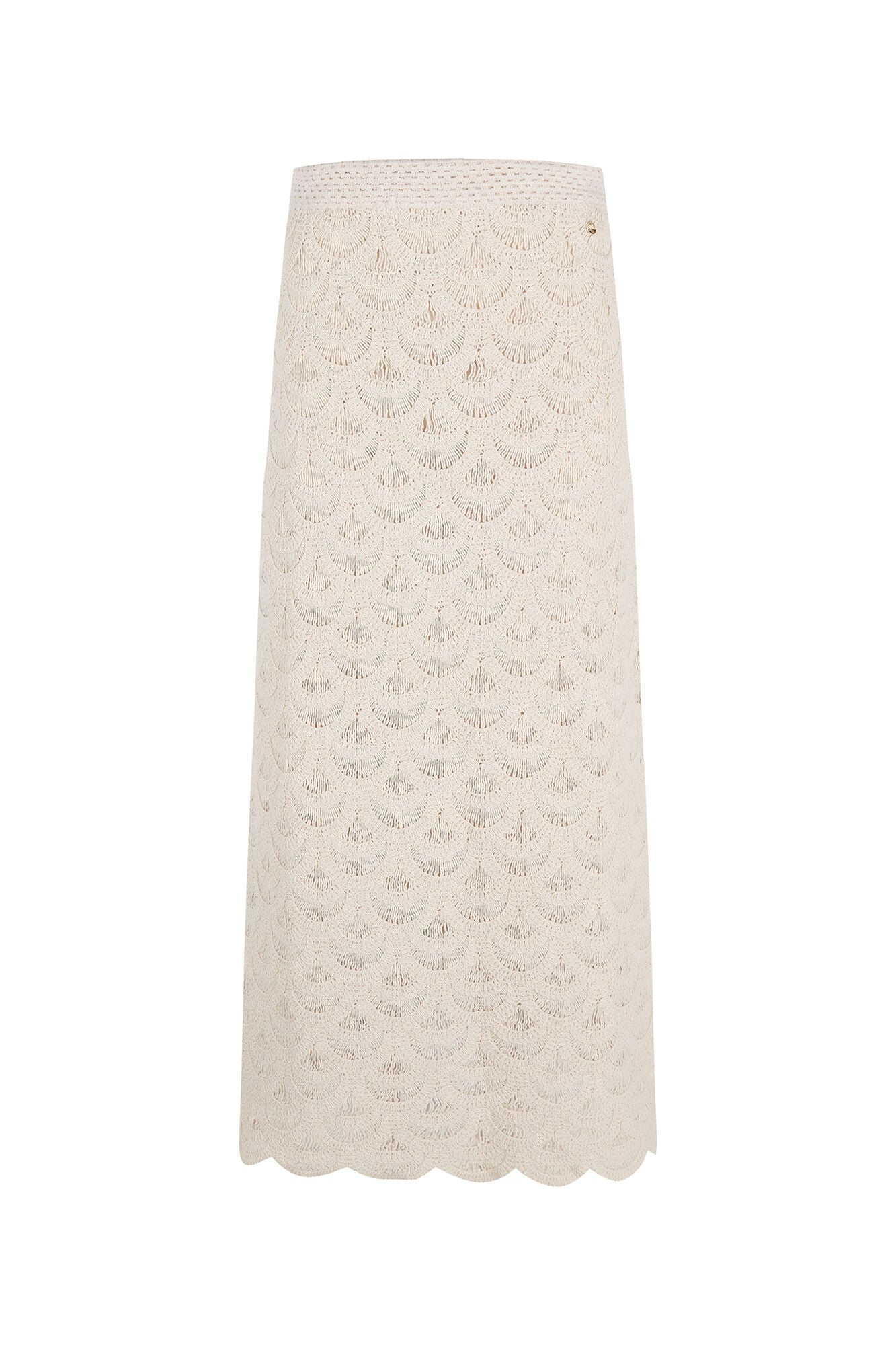 Pedro del Hierro Crochet midi straight skirt Beige
