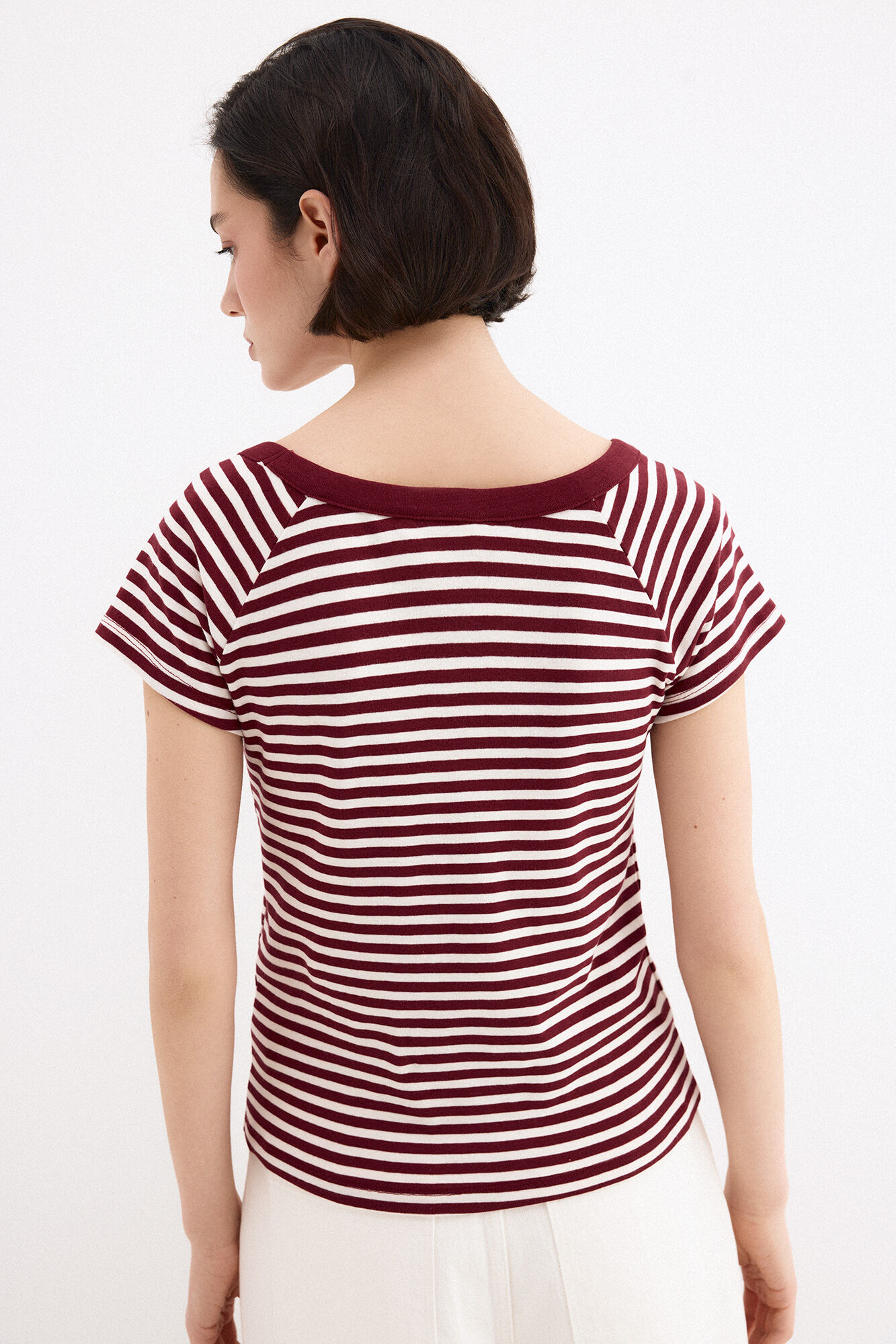 Pedro del Hierro Striped boat neck T-shirt Orange