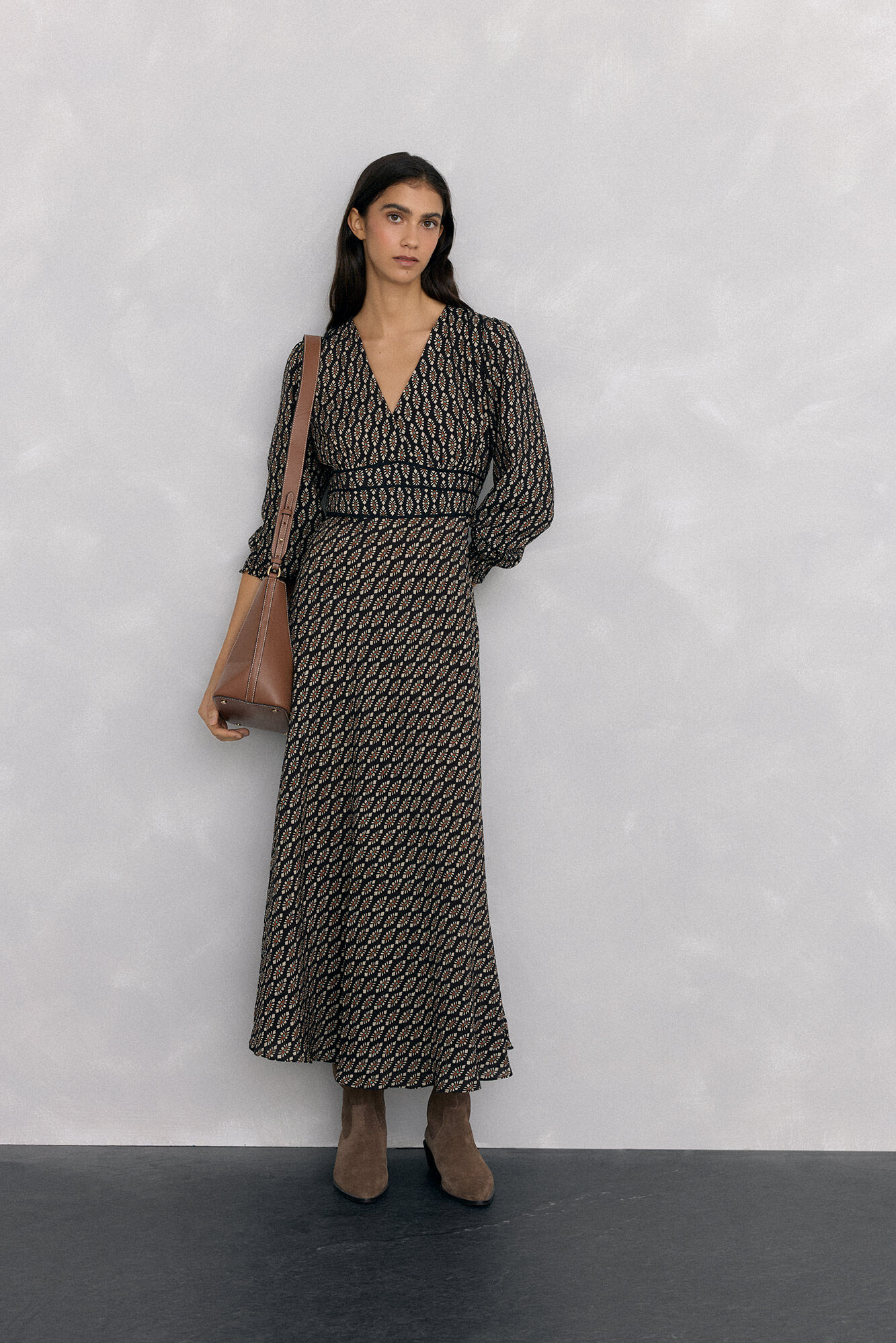Pedro del Hierro Print midi dress Grey