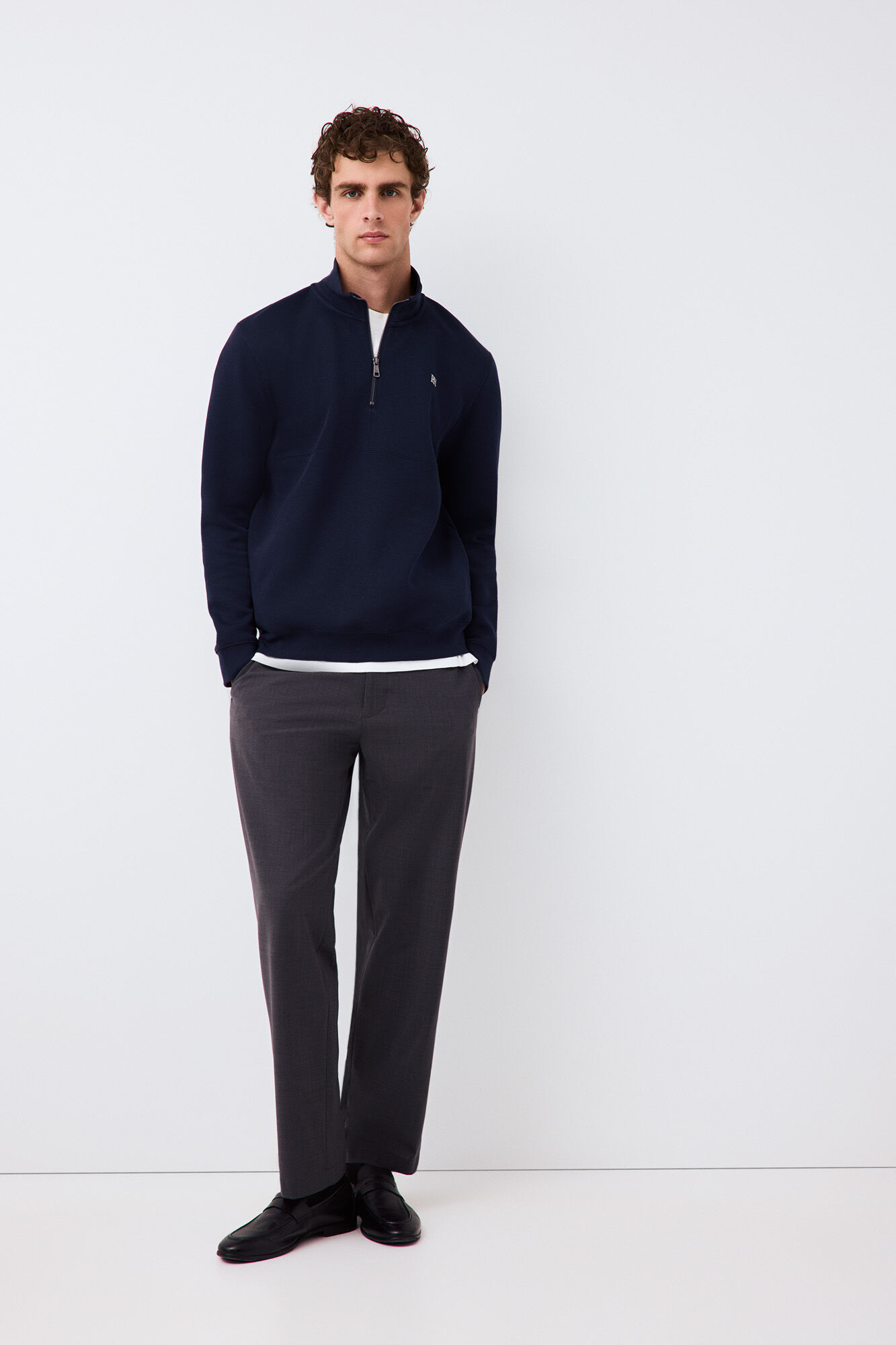 Pedro del Hierro Neoprene funnel neck sweatshirt Blue