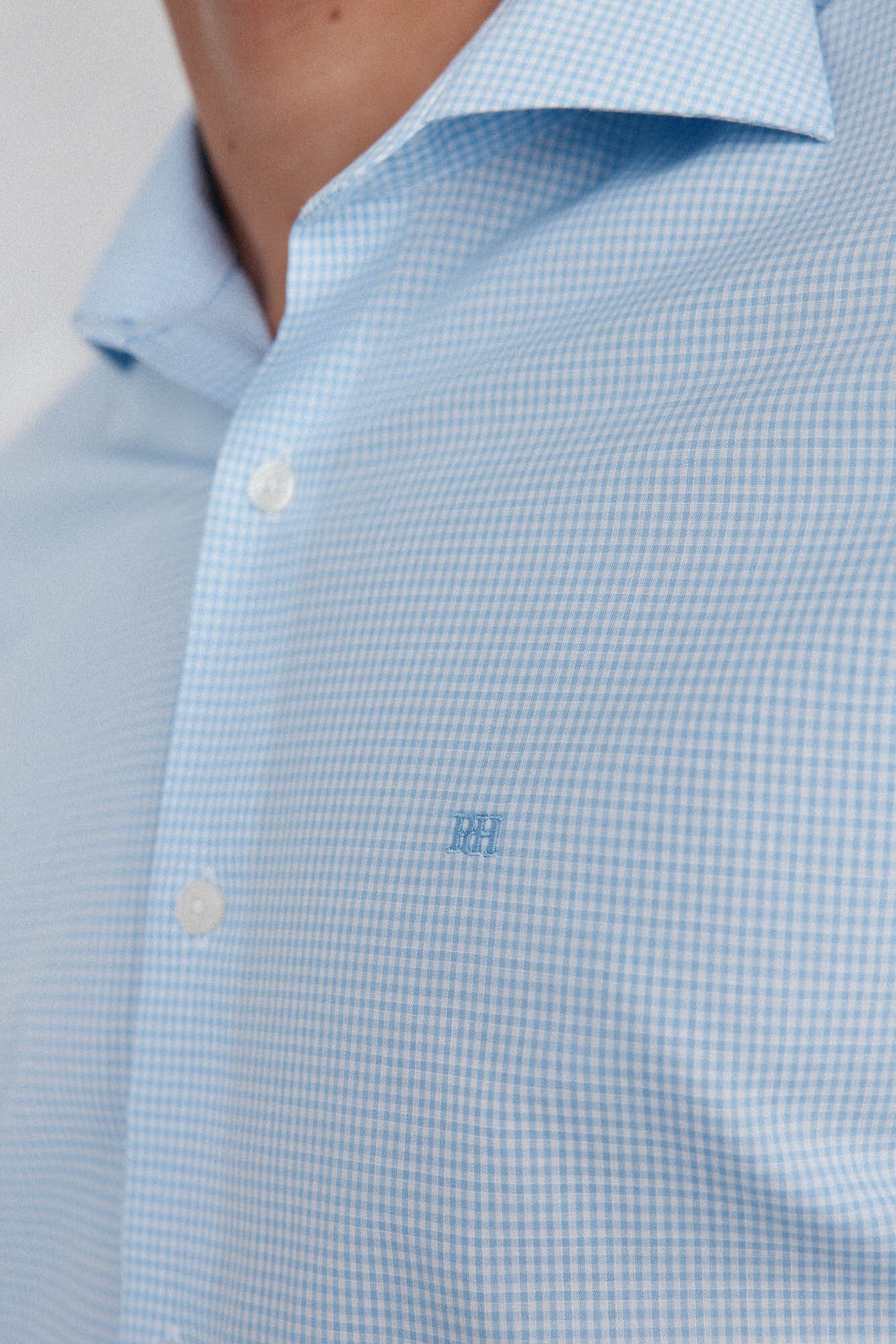 Pedro del Hierro Checked dress shirt, non-iron + anti-stain Blue