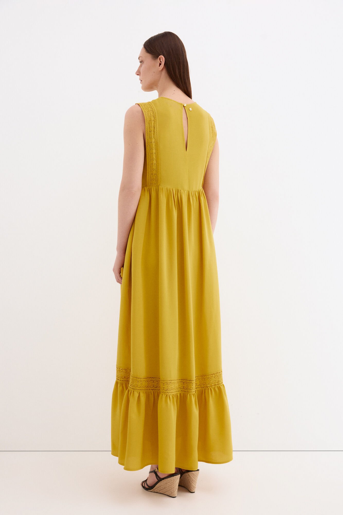 Pedro del Hierro Embroidered romantic dress Yellow