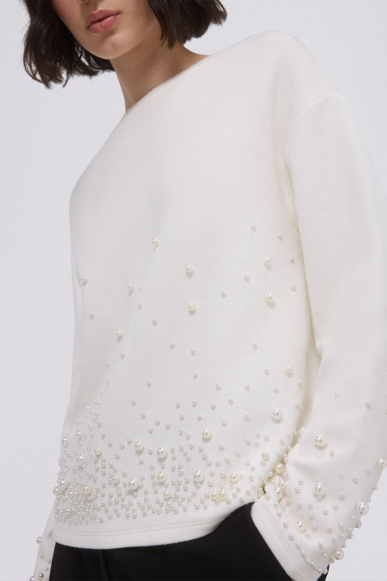 Pedro del Hierro Sudadera lisa perlas Crudo