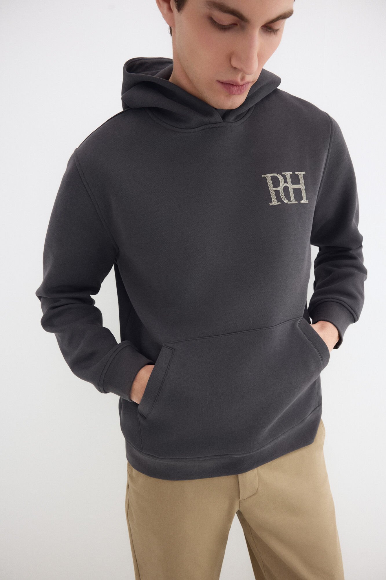 Pedro del Hierro Technical fabric hooded sweatshirt Grey