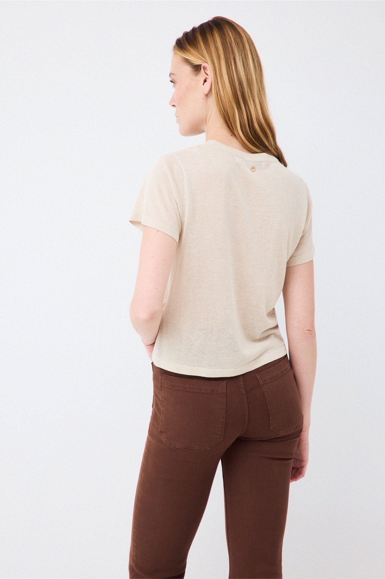 Pedro del Hierro Lurex knit top Ecru