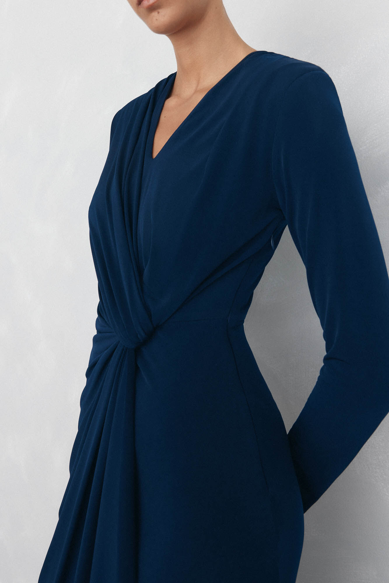 Pedro del Hierro Vestido justo com detalhe na cintura Azul