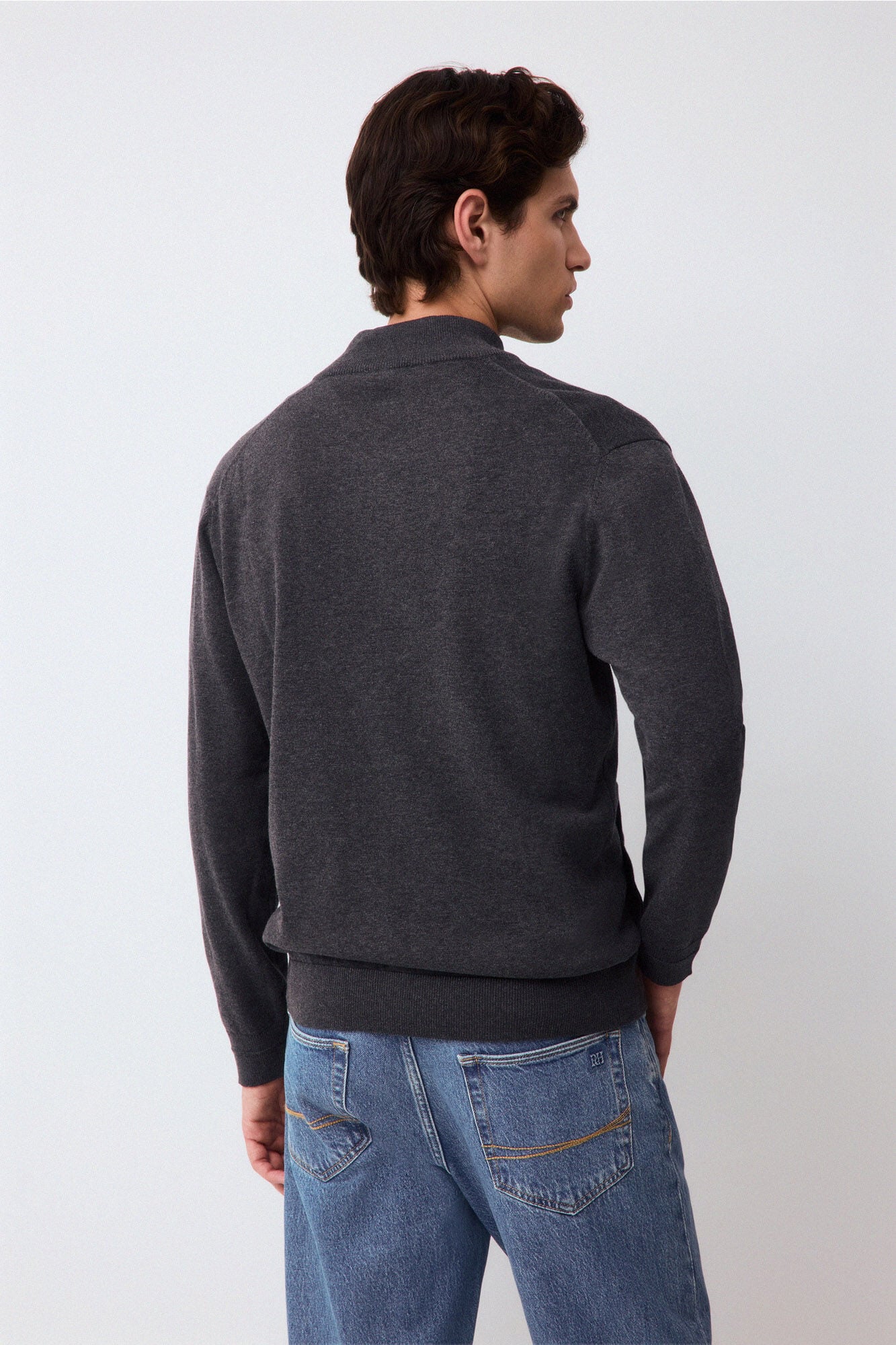 Pedro del Hierro Fine premium cotton zip fastening cardigan Grey
