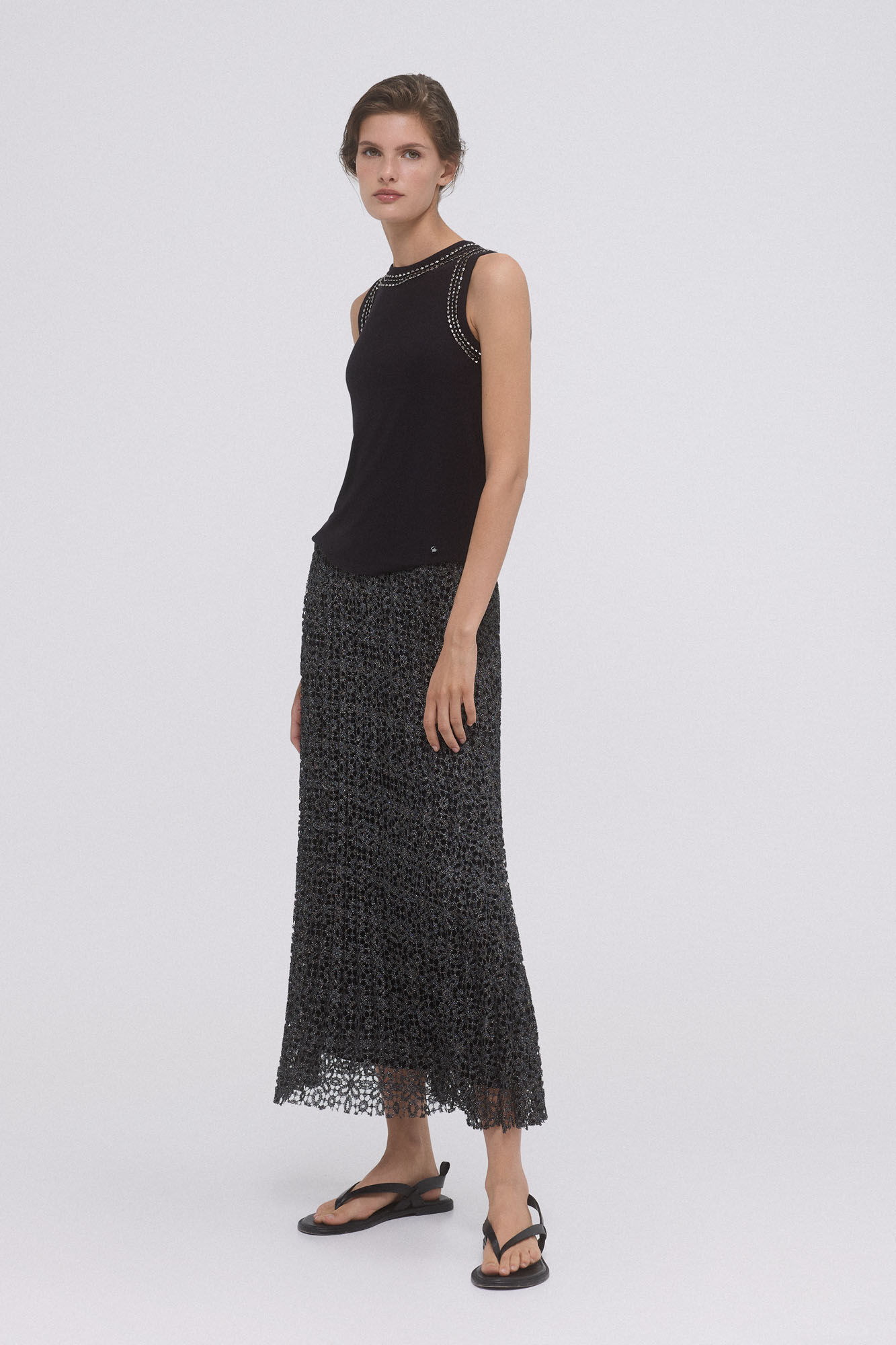 Pedro del Hierro Camiseta tirantes piedras Negro