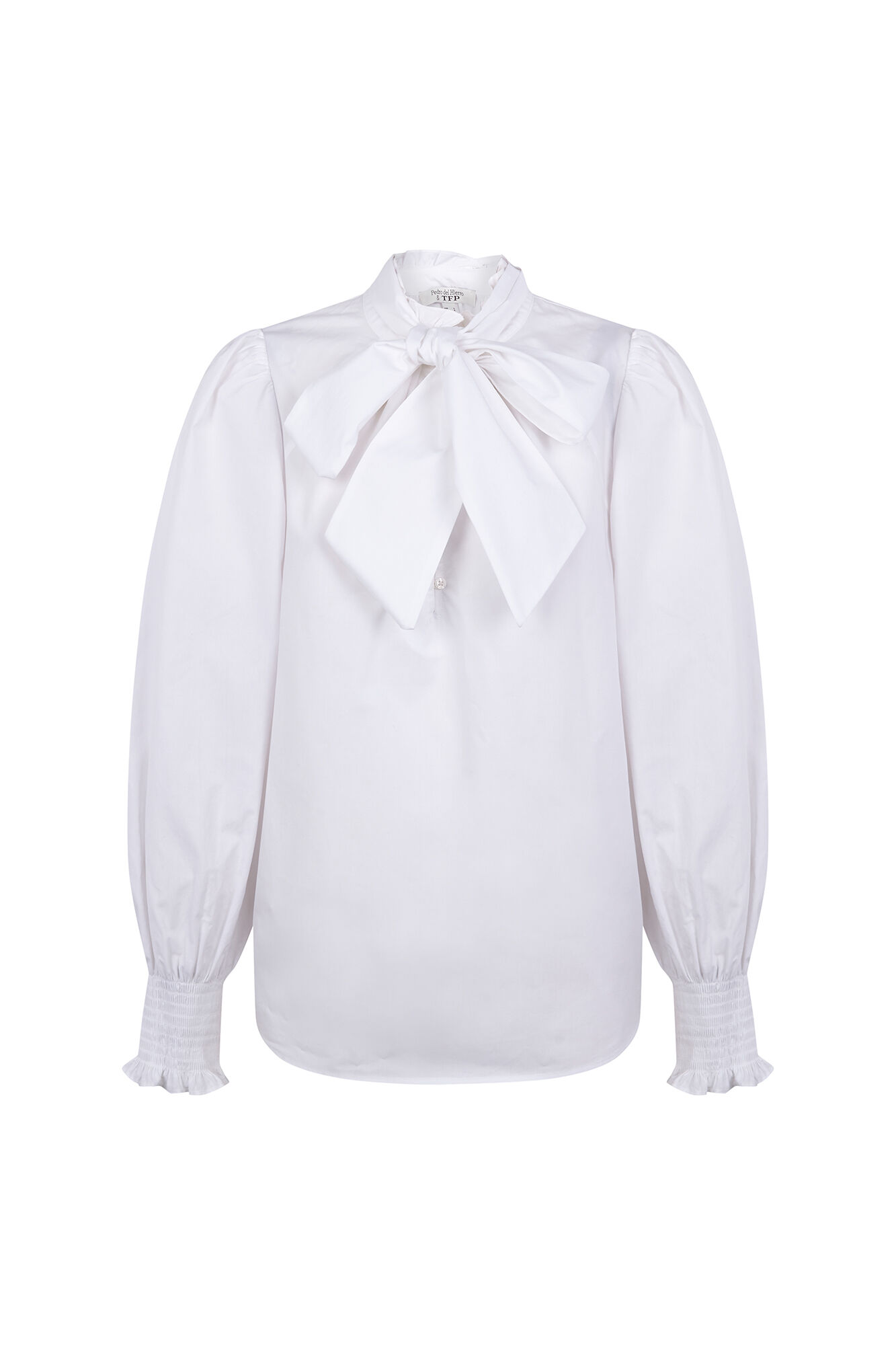 TFP by Tamara Falc&oacute; Plain blouse with bow or tie Ecru