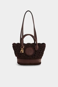 Pedro del Hierro Raffia-effect braided logo basket bag