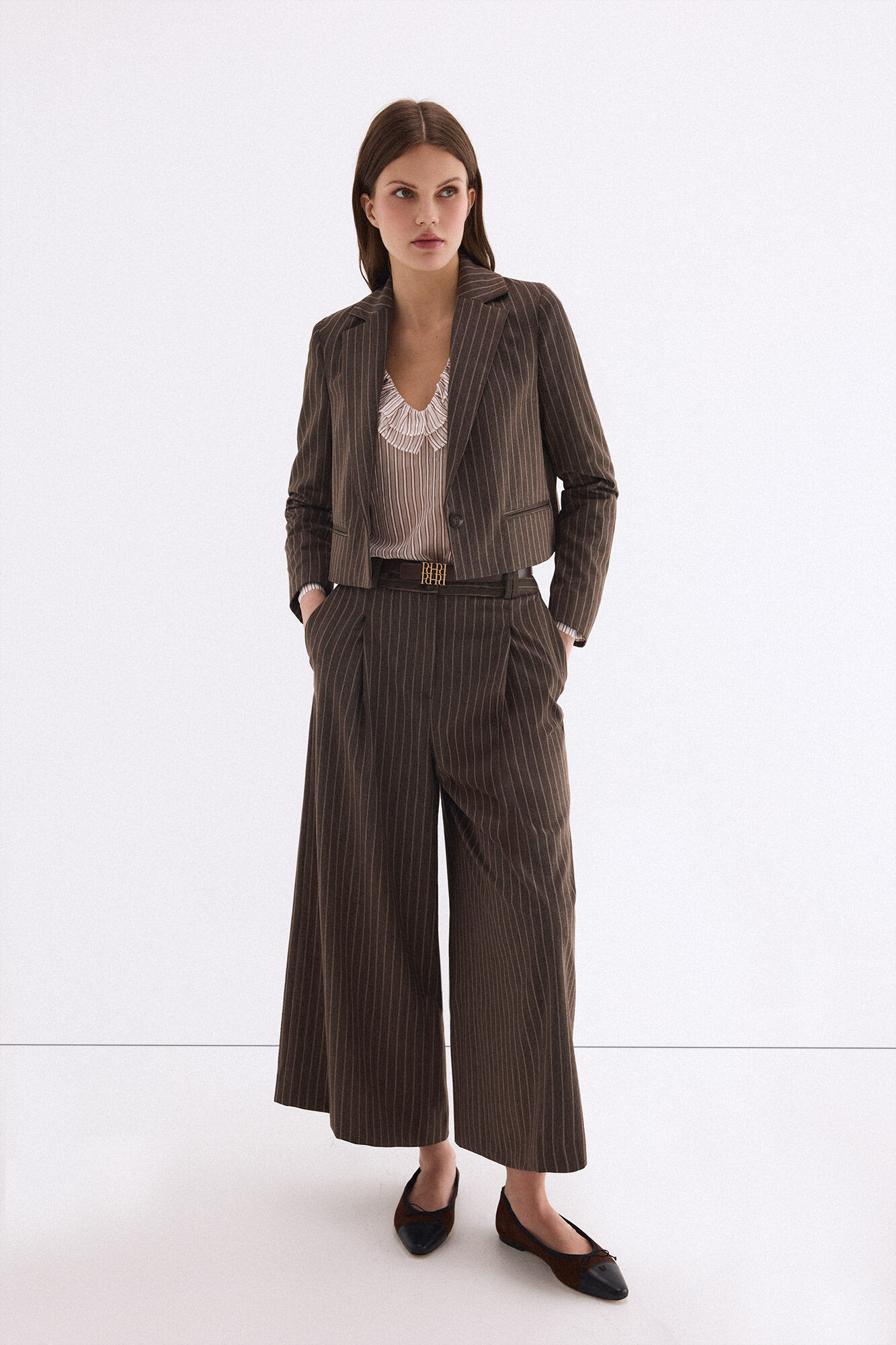 Pedro del Hierro Striped blazer Brown