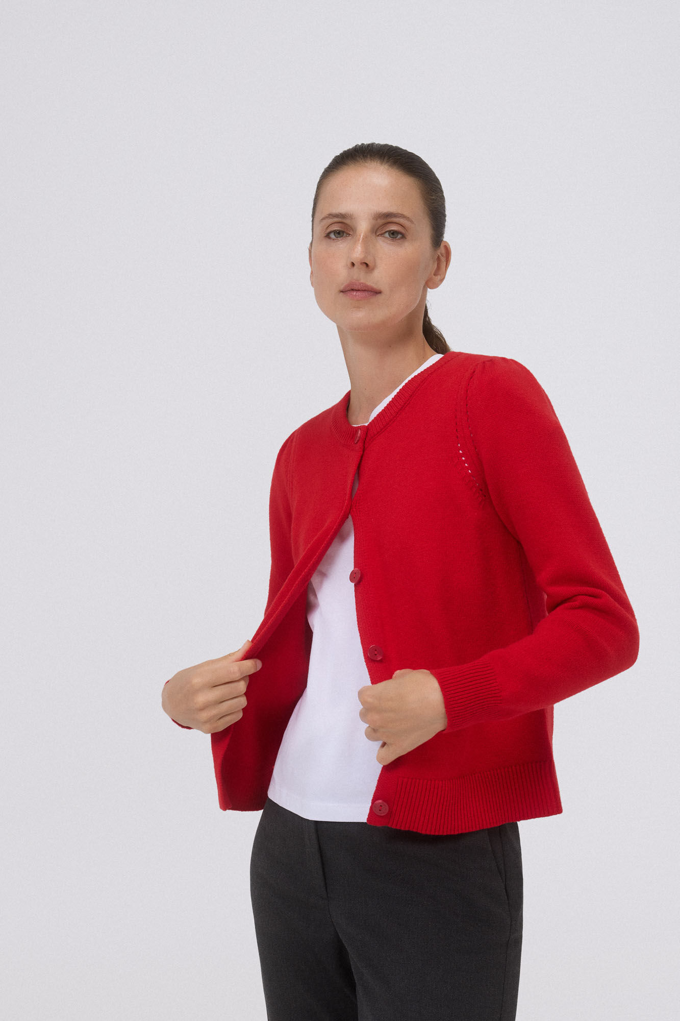 Pedro del Hierro Chaqueta de punto corta frunces Naranja