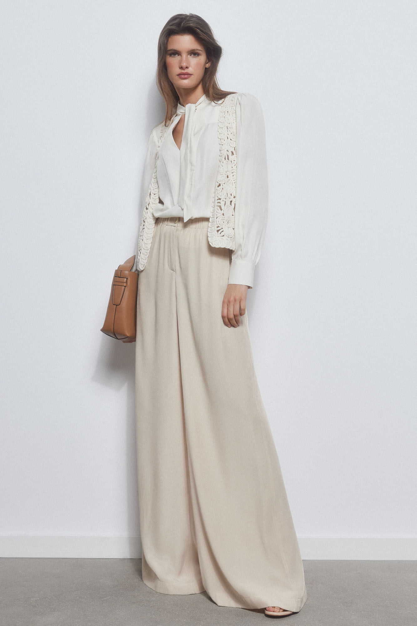 Pedro del Hierro Pantalon ancho Marr&oacute;n