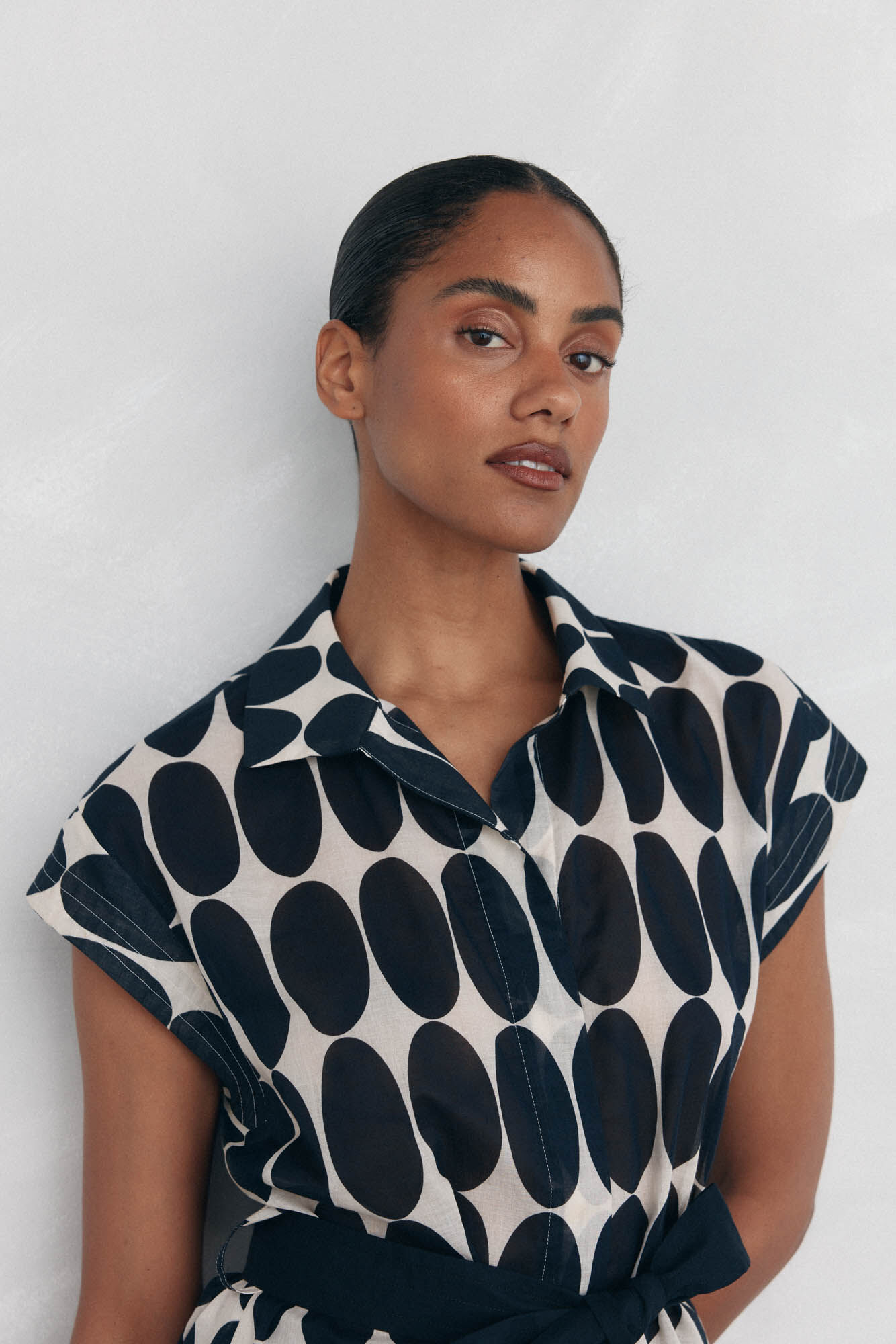 Pedro del Hierro Colete estampado com cinto Marfim