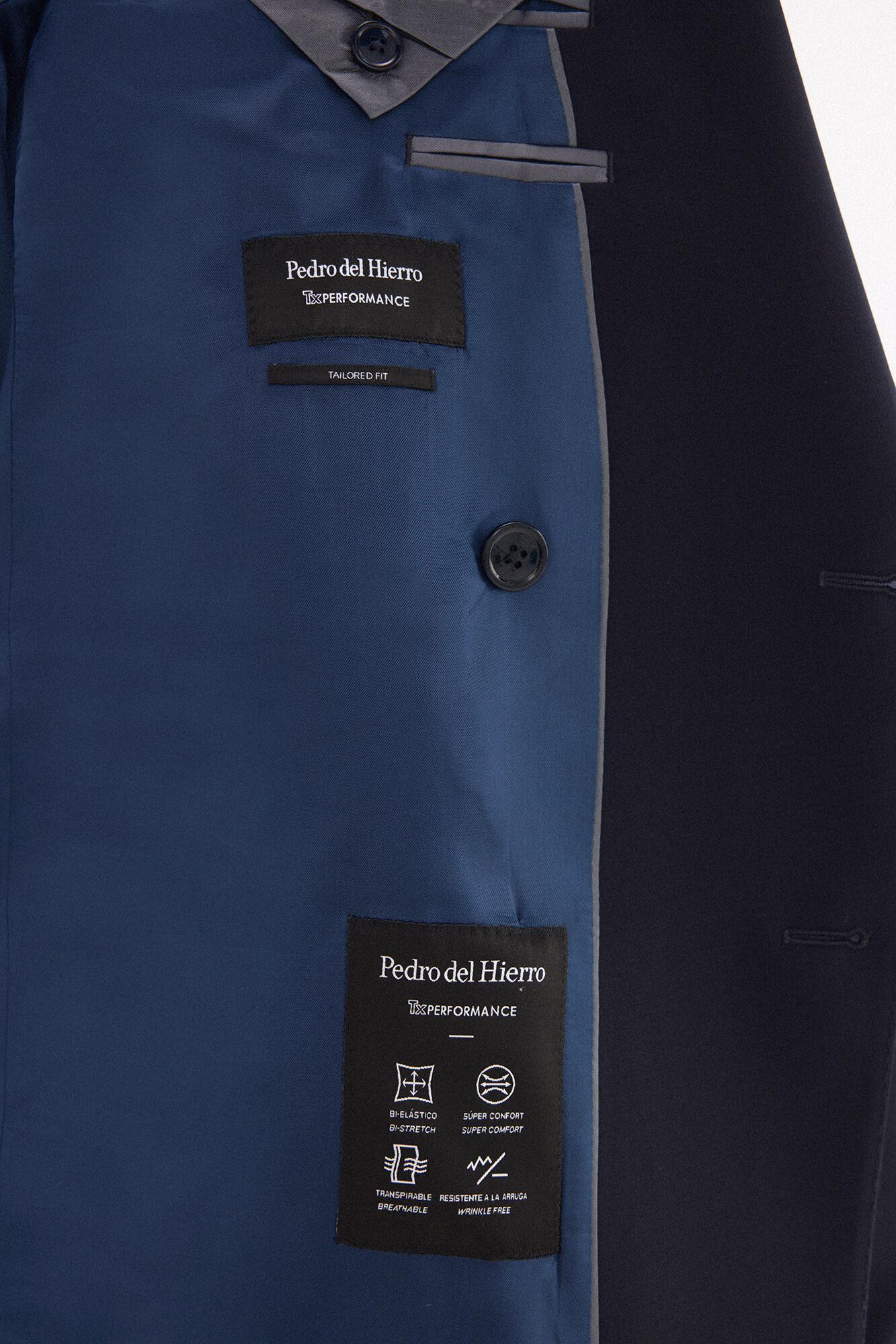 Pedro del Hierro Bi-stretch canvas double-breasted slim fit blazer Blue