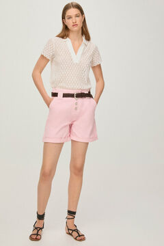 Pedro del Hierro 100% cotton denim Bermuda shorts Pink