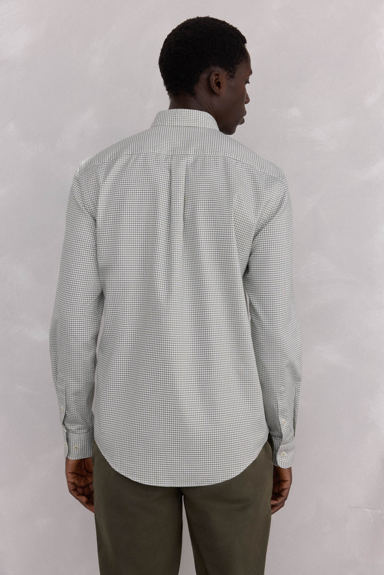 Pedro del Hierro Non-iron Oxford checked shirt Green