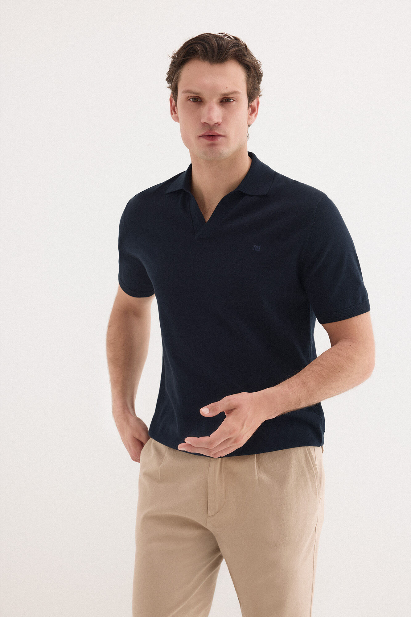 Pedro del Hierro Camisola polo premium manga curta em algod&atilde;o