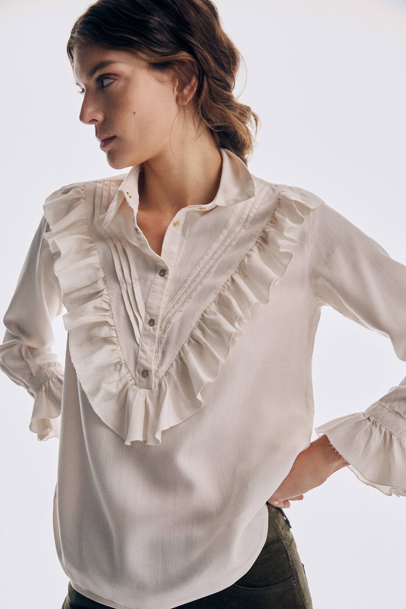 Pedro del Hierro Camisa jeans 100% TENCEL&reg;Lyocell Beige