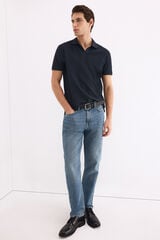 Pedro del Hierro Textured polo shirt Blue