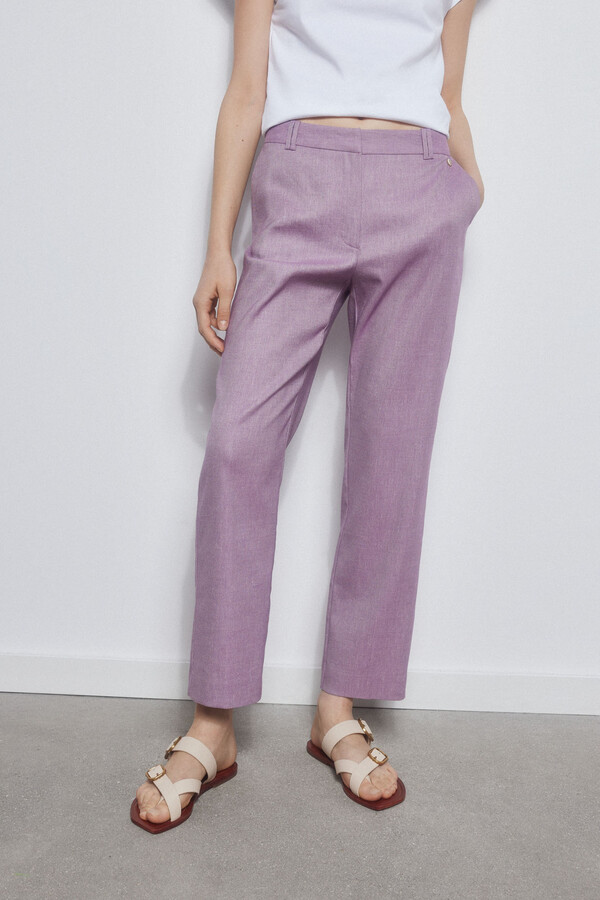Pedro del Hierro Washed-effect fabric suit pants Purple