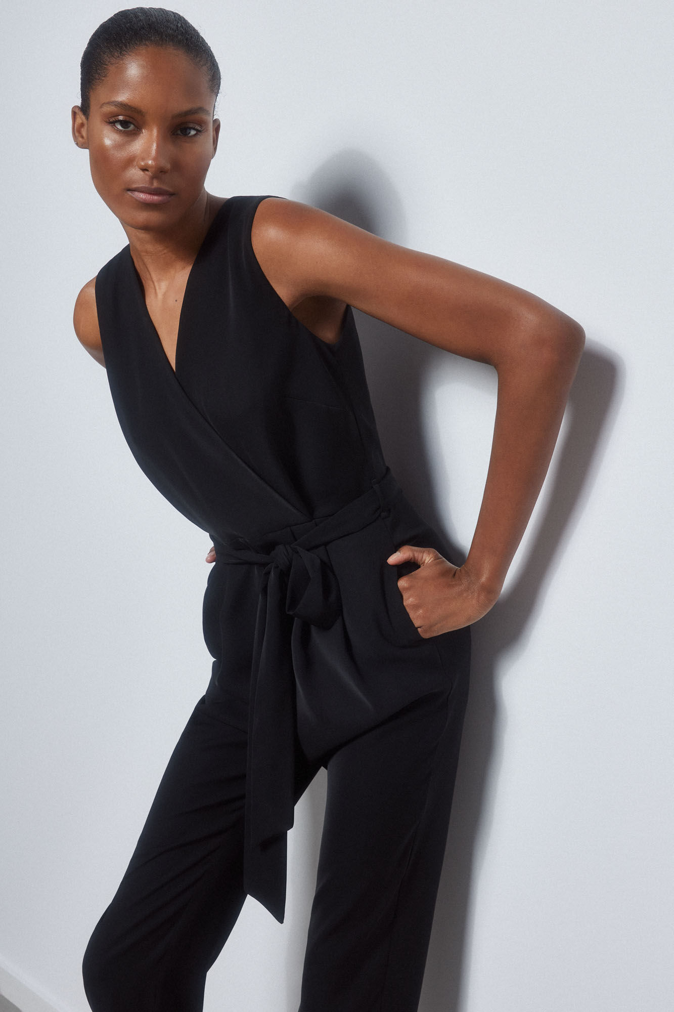 Pedro del Hierro Crossover jumpsuit with belt Black