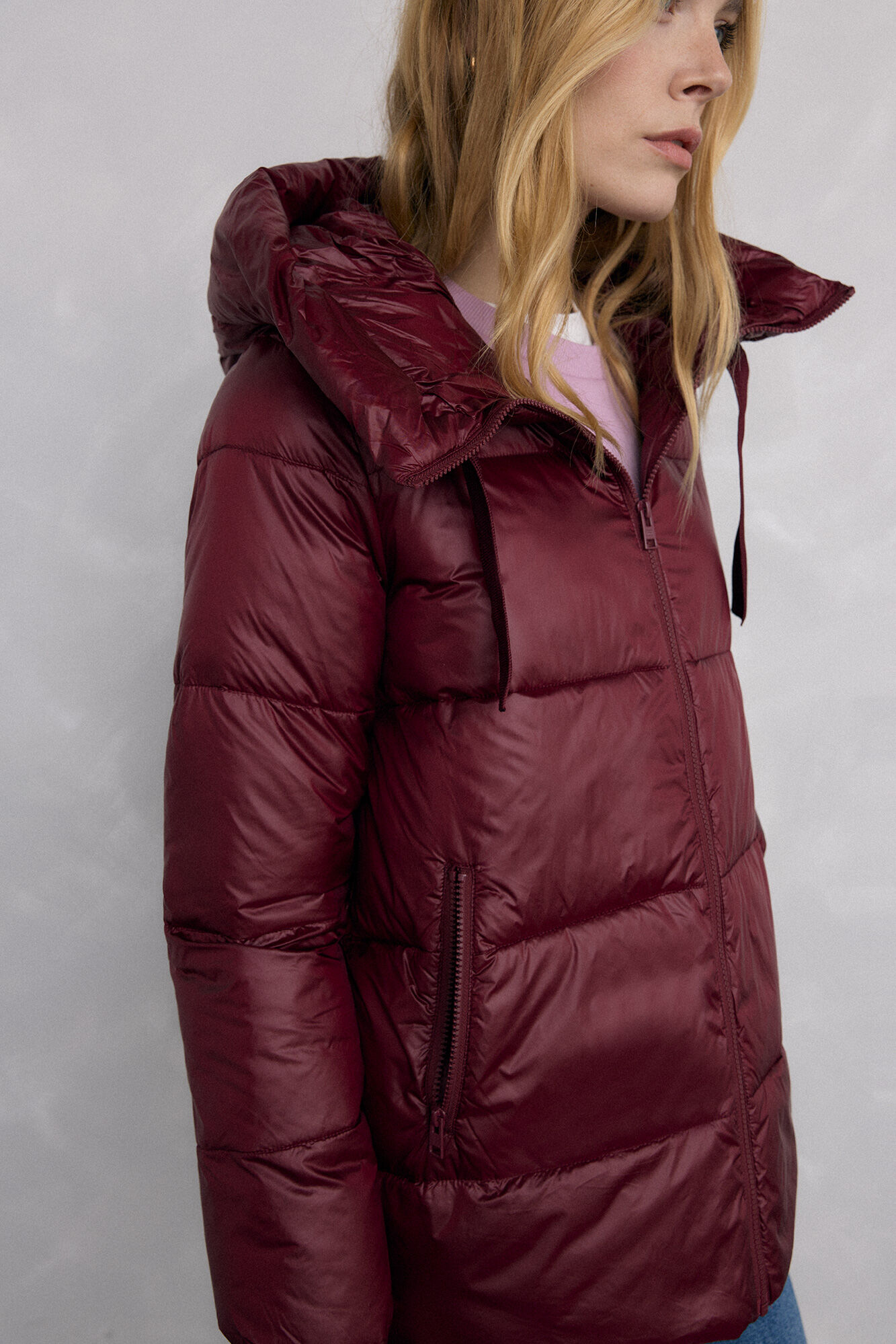 Pedro del Hierro Parka curta capuz Bordeaux