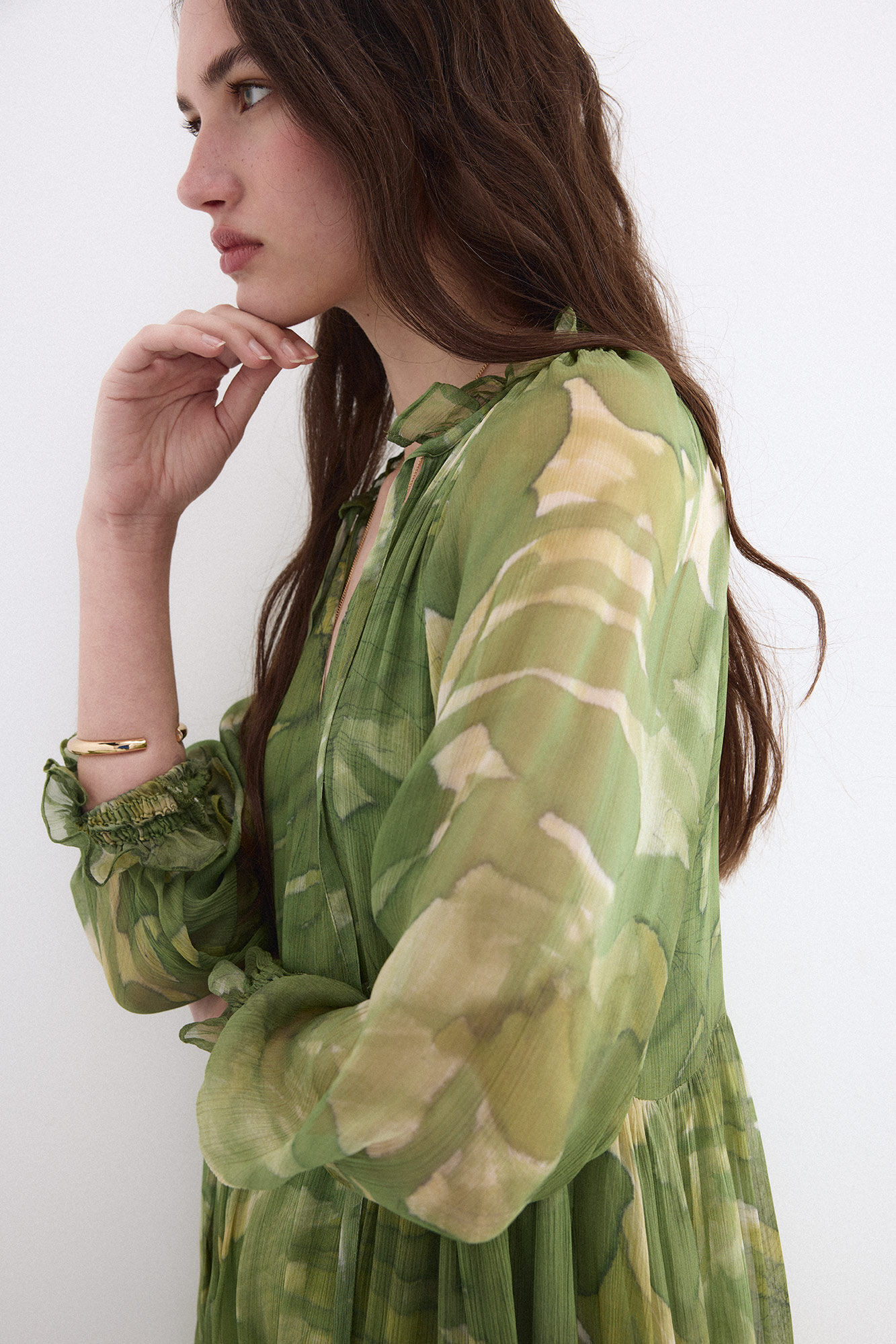 Pedro del Hierro Romantic long printed dress Green