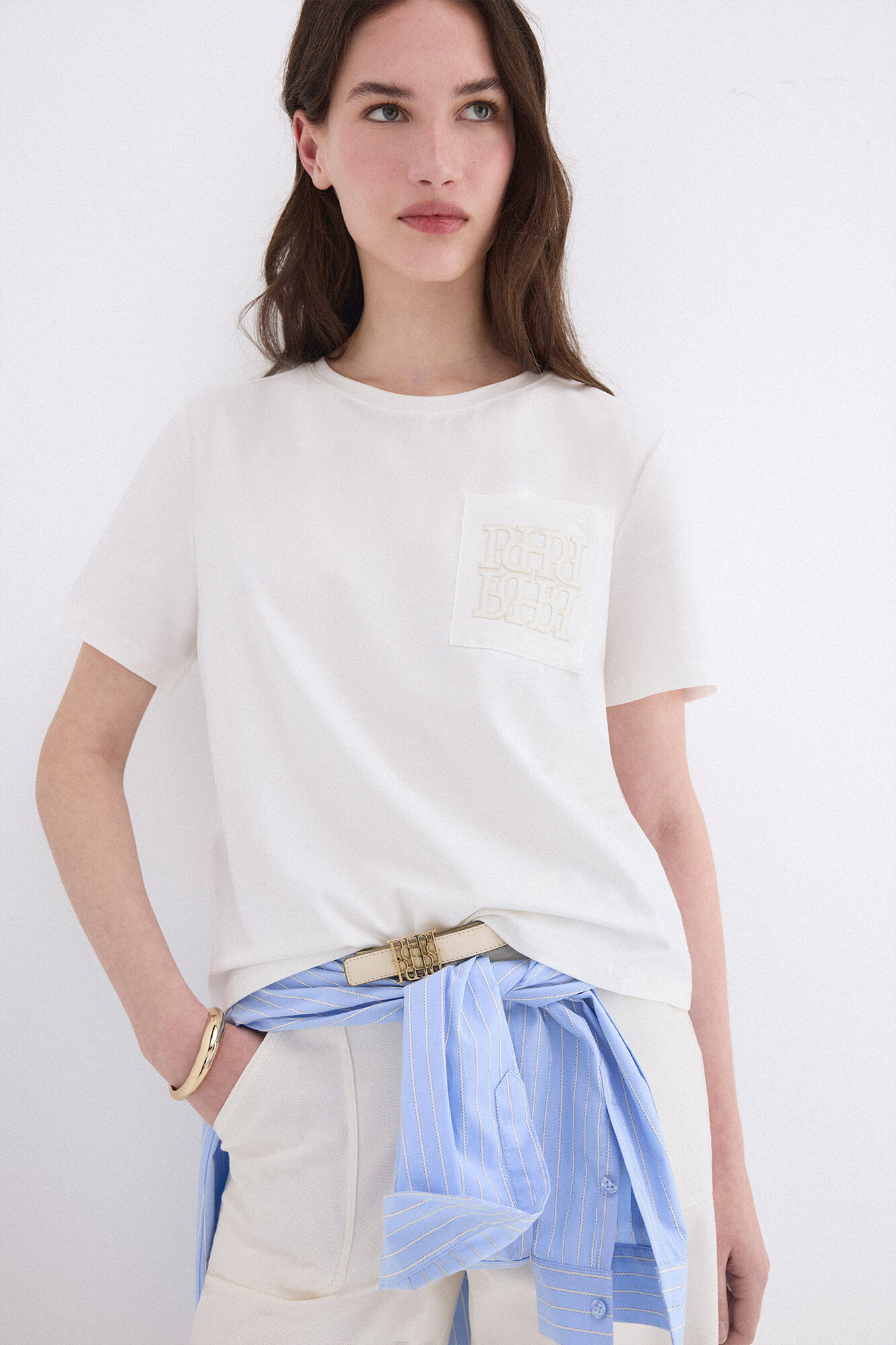 Pedro del Hierro Embroidered logo pocket short sleeve T-shirt