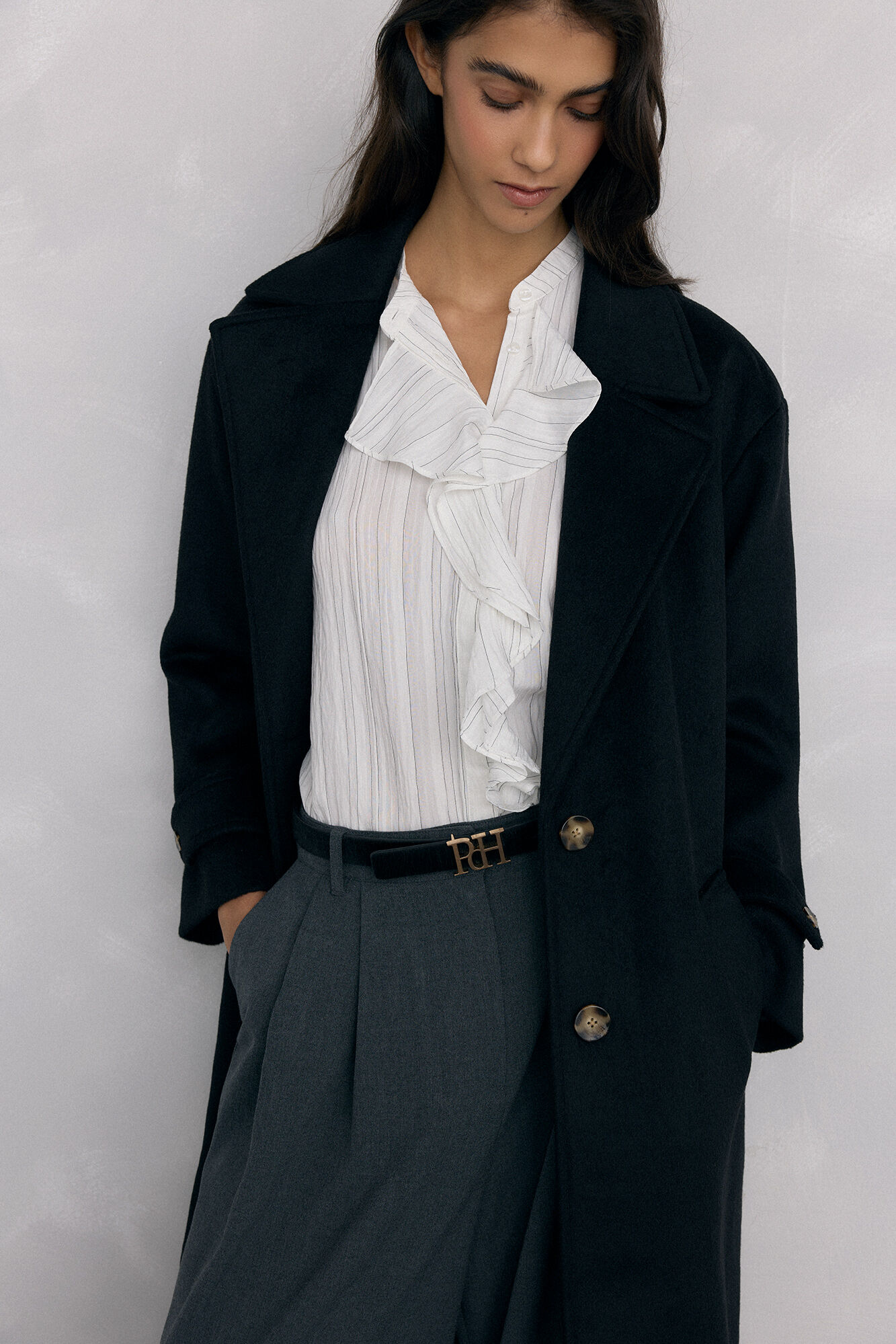 Pedro del Hierro Blusa riscas com folho