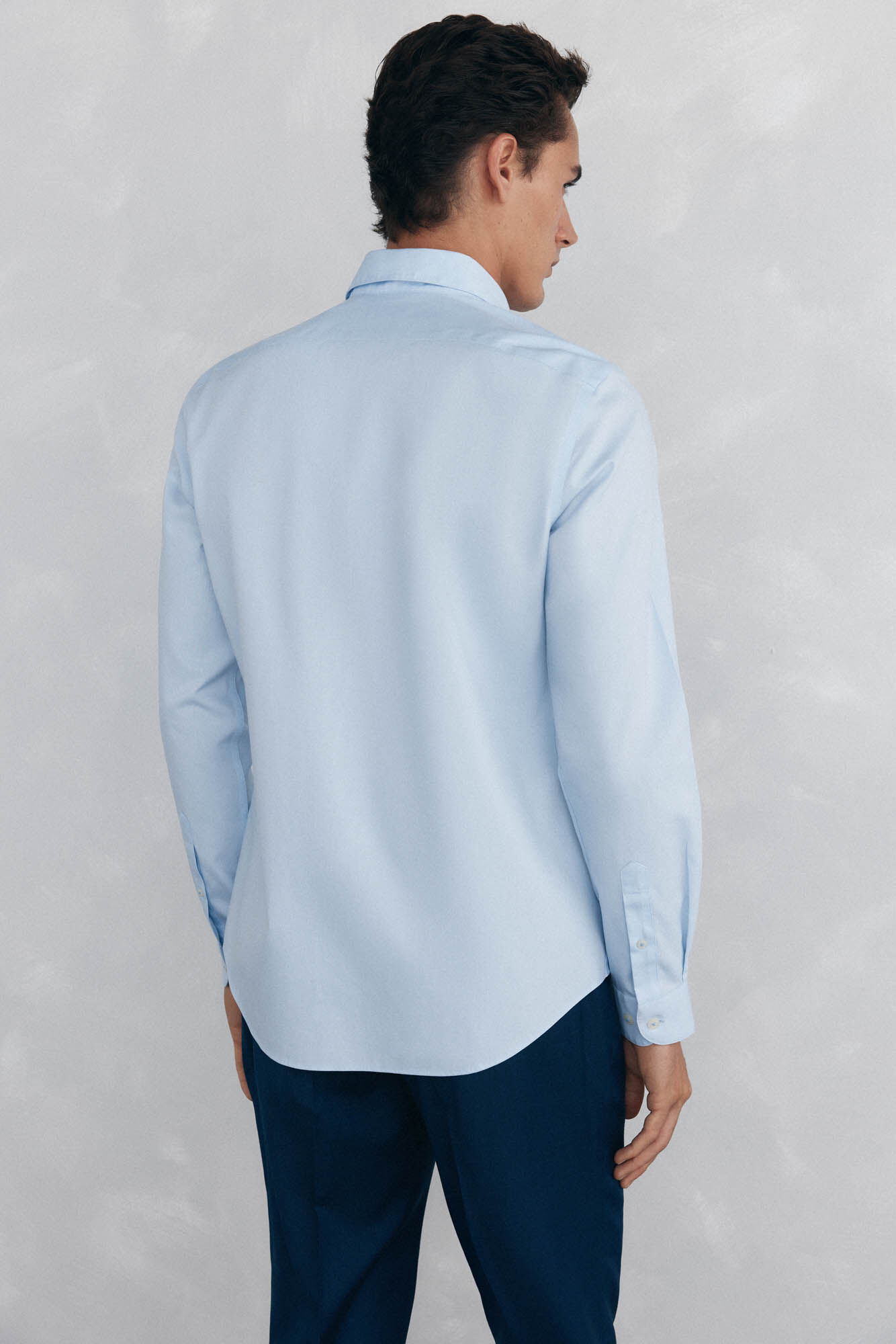 Pedro del Hierro Camisa social lisa, slim fit, resistente a manchas e n&atilde;o engomada Azul