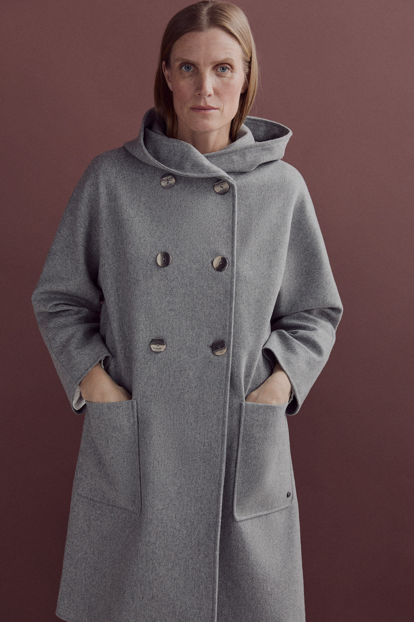 Pedro del Hierro Abrigo capa m&eacute;lange Gris