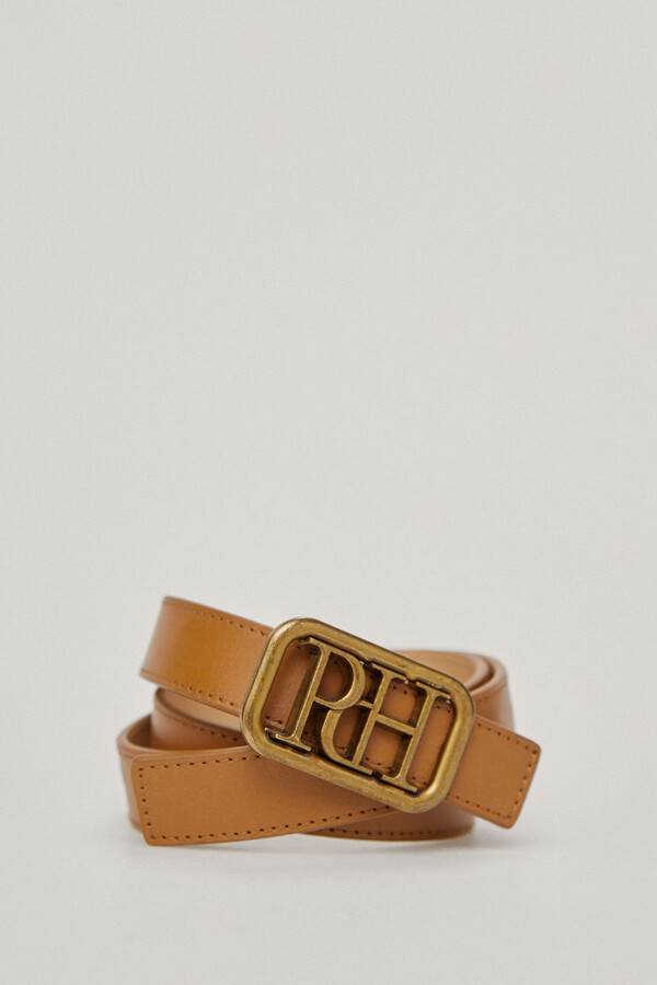 Pedro del Hierro Reversible leather belt with logo buckle Brown