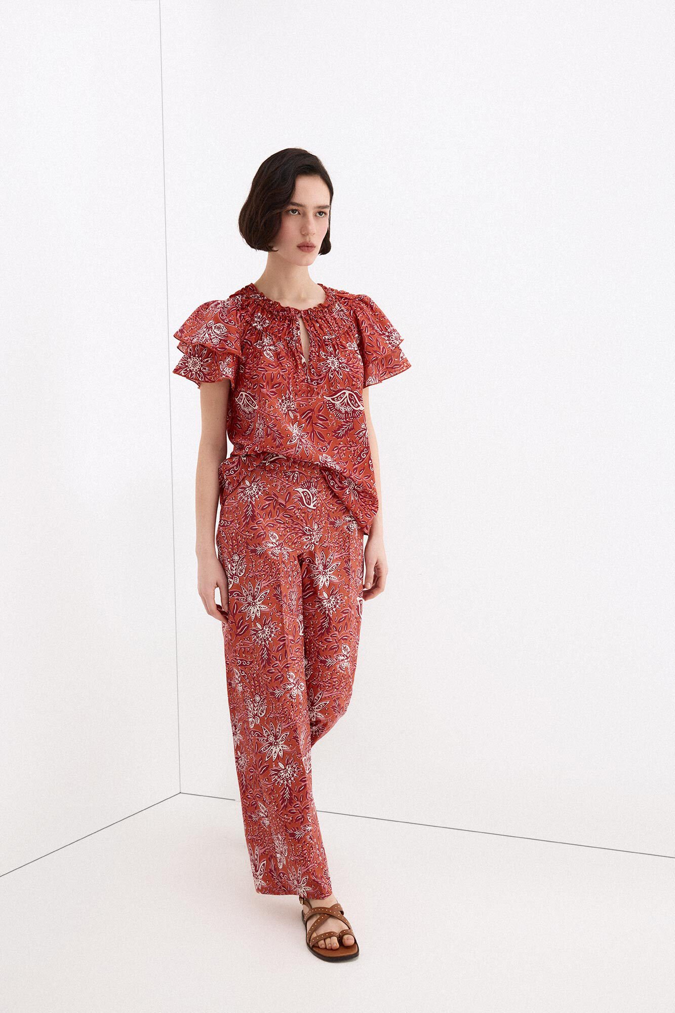 Pedro del Hierro Printed ruffle sleeve blouse