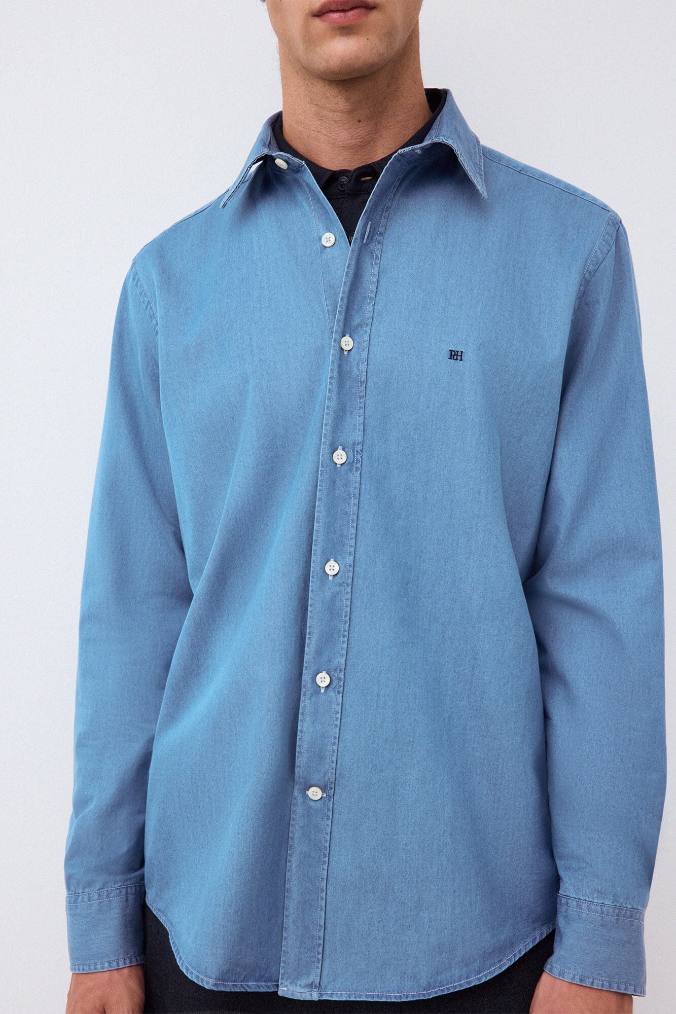 Pedro del Hierro Denim Italian fabric shirt Blue