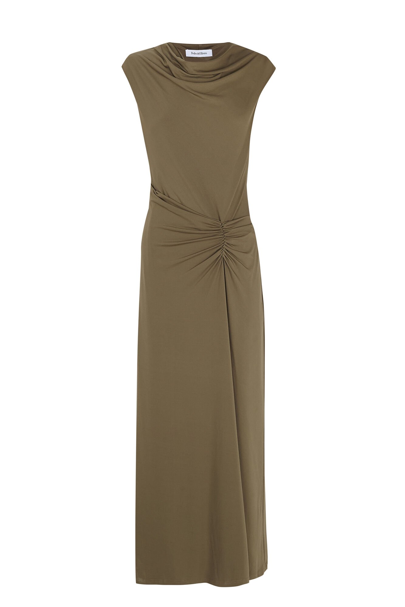 Pedro del Hierro Fitted ruched sleeveless dress Green